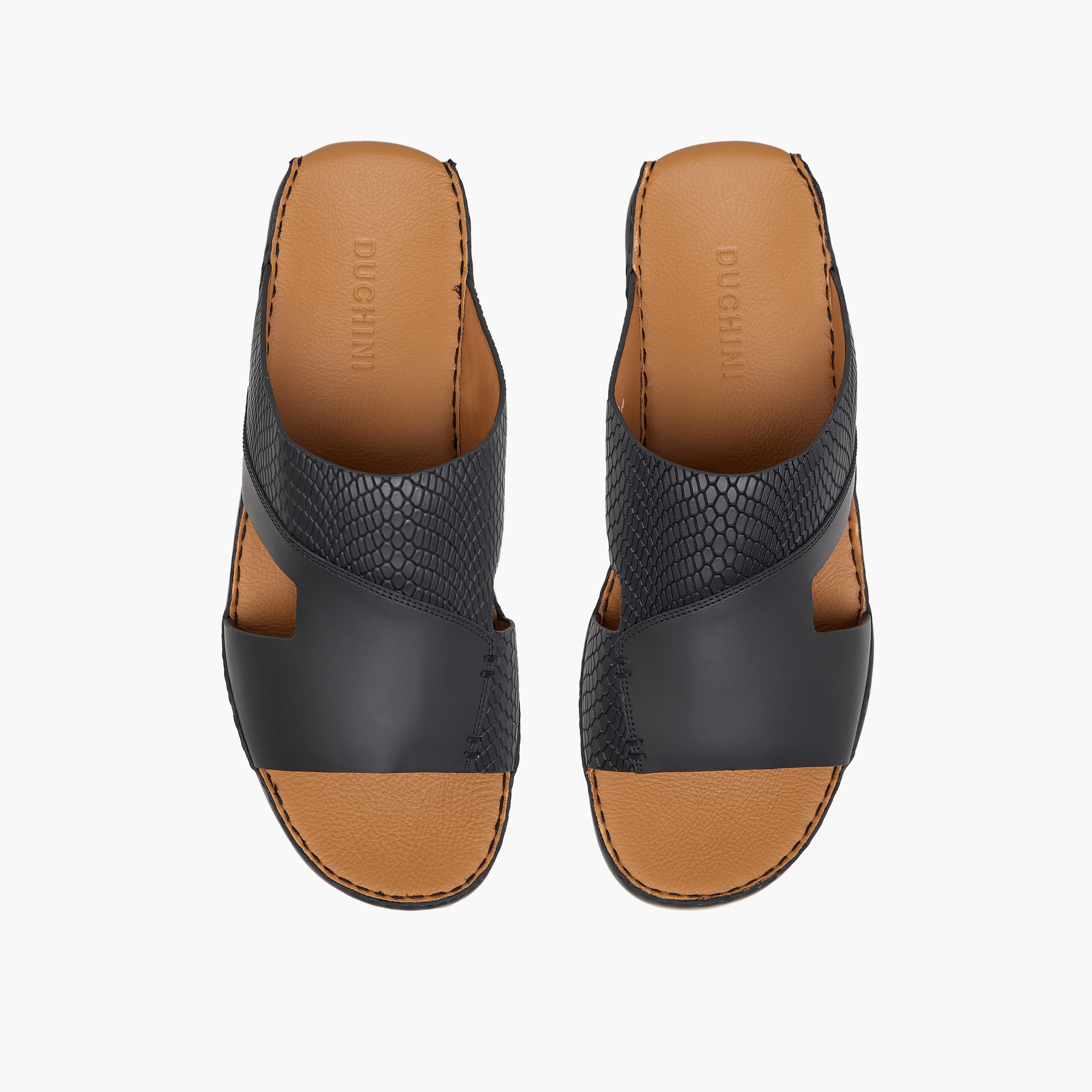 Duchini Men Textured Leather Arabic Sandals-men-shoes-sandals-image-1