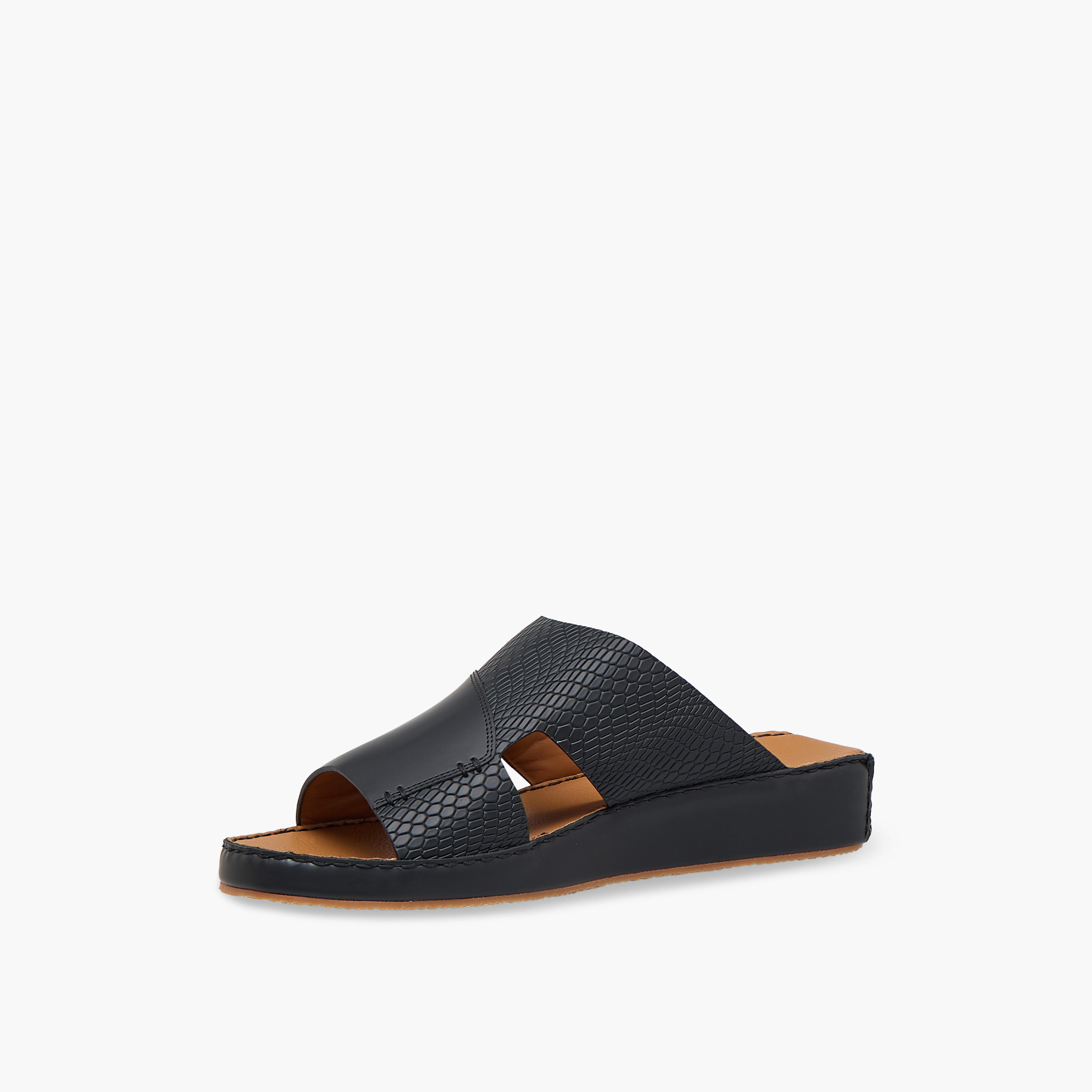 Duchini Men Textured Leather Arabic Sandals-men-shoes-sandals-image-4