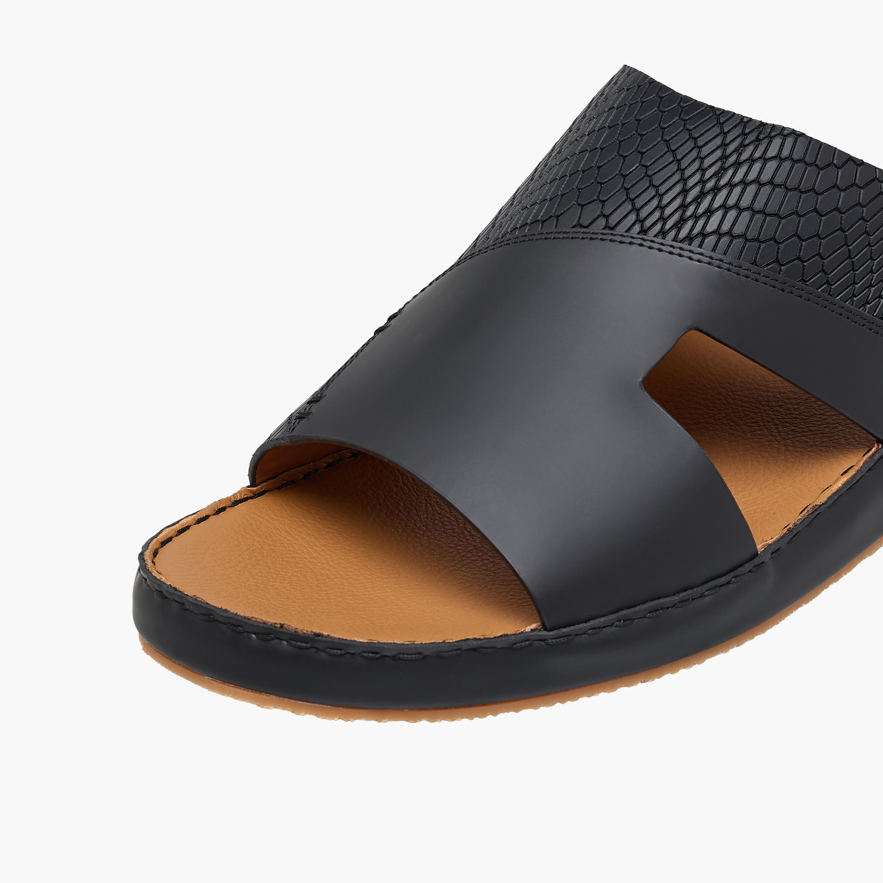 Duchini Men Textured Leather Arabic Sandals-men-shoes-sandals-image-7