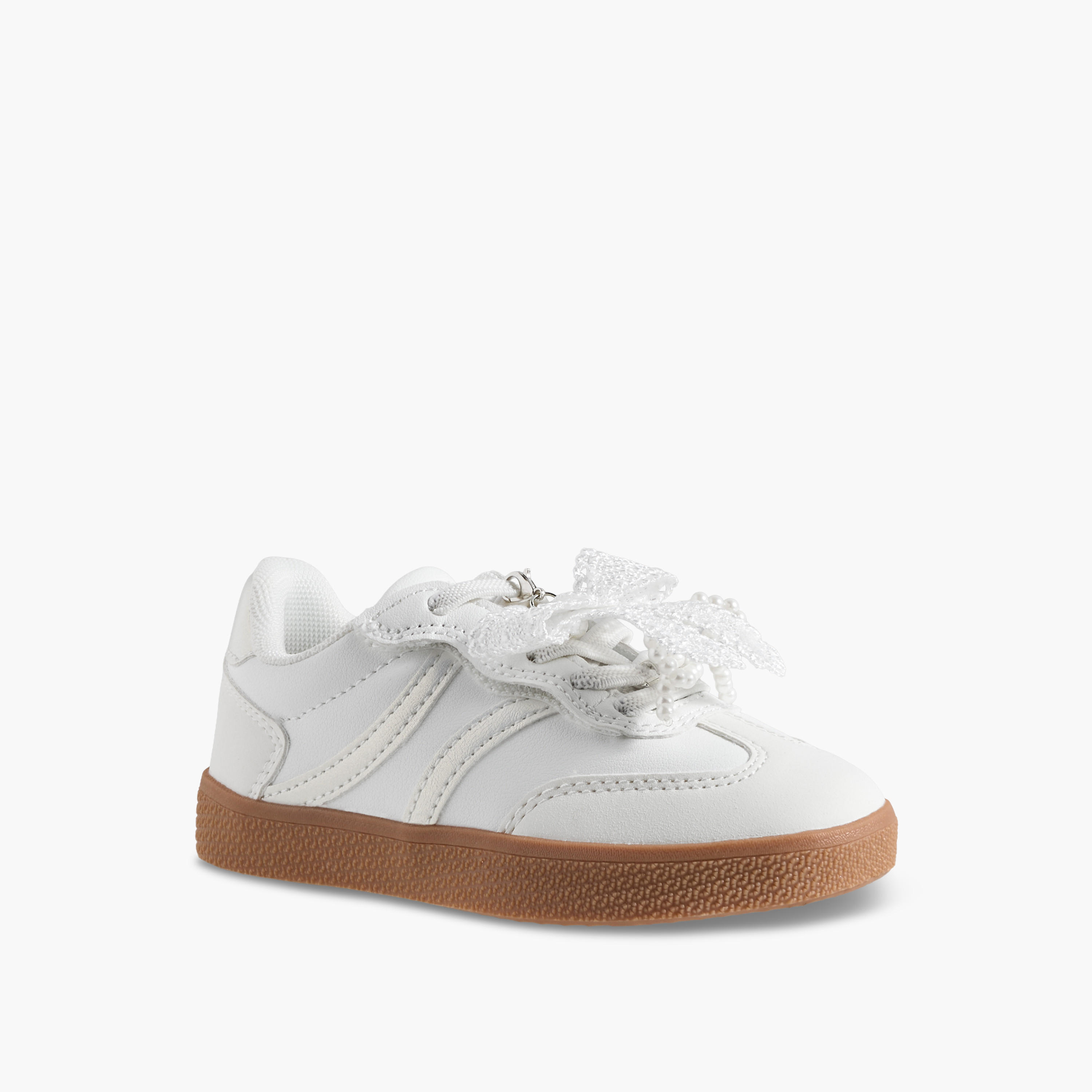 حذاء سنيكرز مزين بفيونكة ورباط إغلاق للبنات من جونيورز-girls-shoes-sneakers-image-2