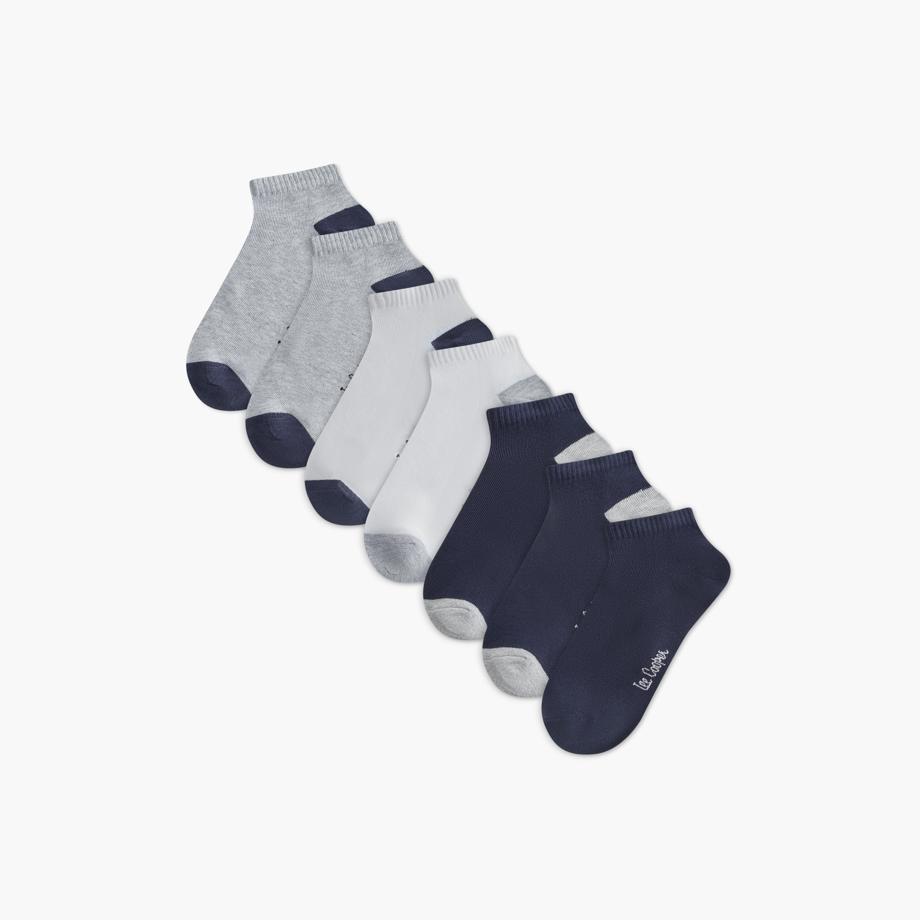 Lee Cooper Logo Detail Non-Terry Ankle Length Socks - Set of 7-men-socks-image-1