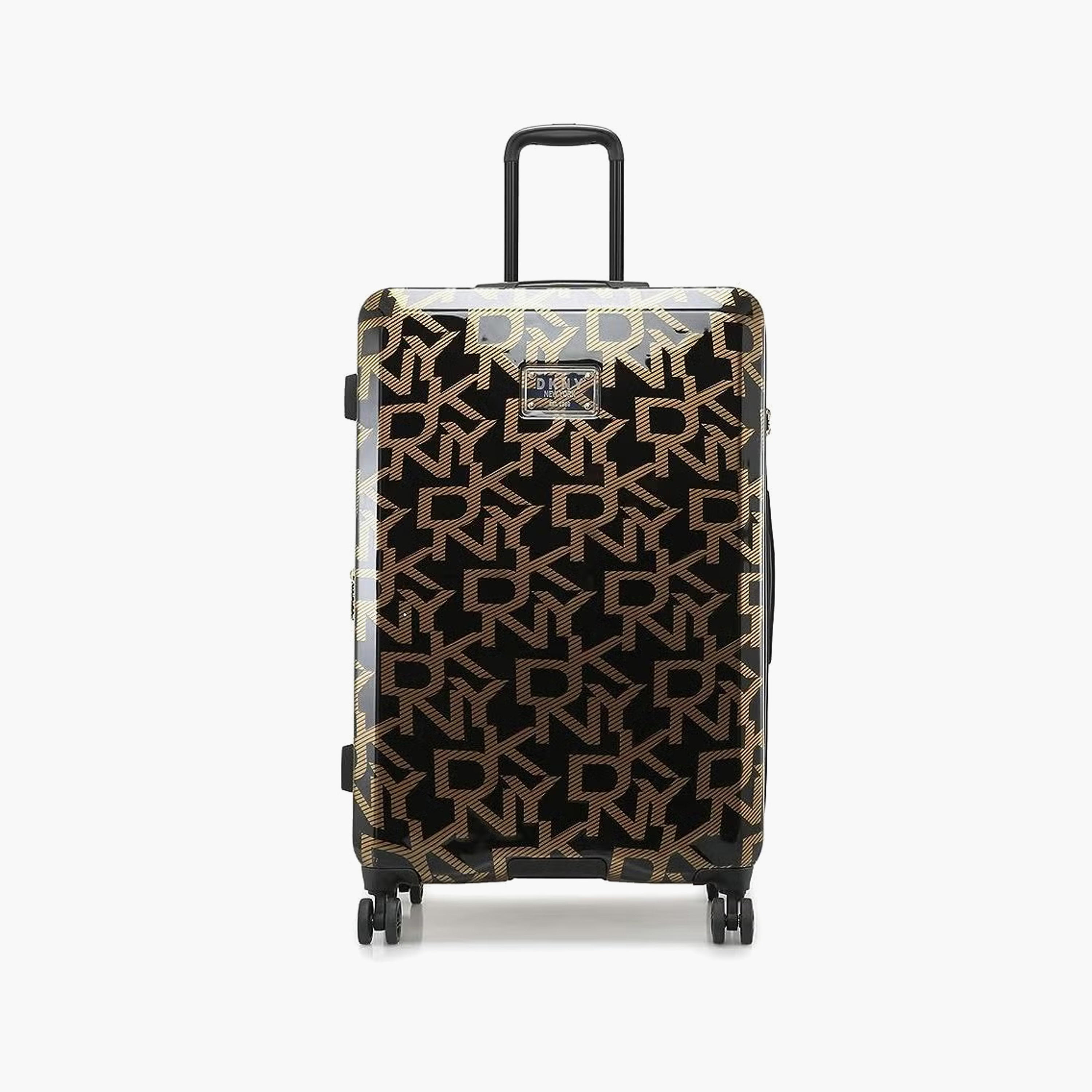 DKNY Monogram Print Hardcase Trolley Bag with Retractable Handle - 28 Inches Check-in Bag-travel-luggagesandbags-luggage-image-1