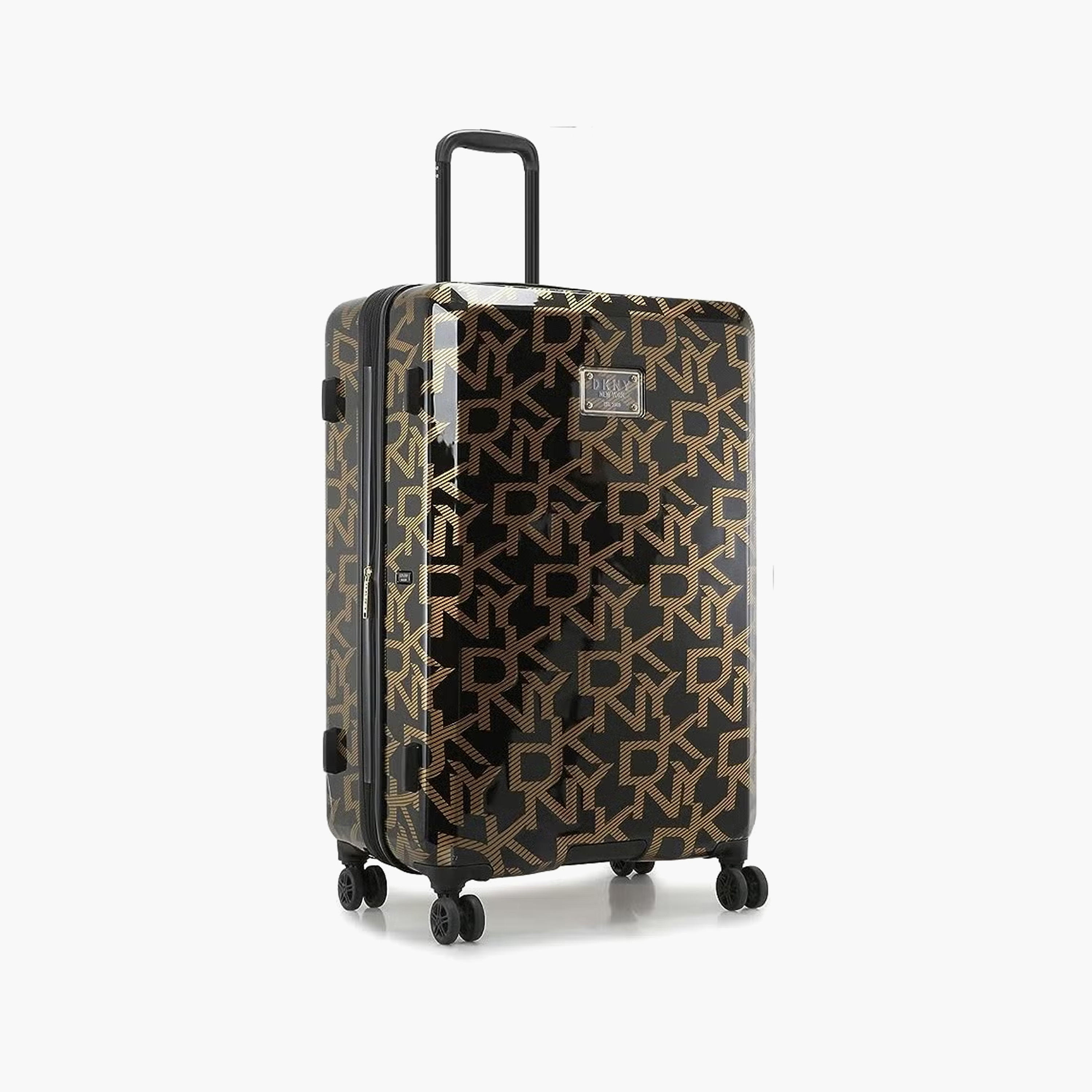 DKNY Monogram Print Hardcase Trolley Bag with Retractable Handle - 28 Inches Check-in Bag-travel-luggagesandbags-luggage-image-2