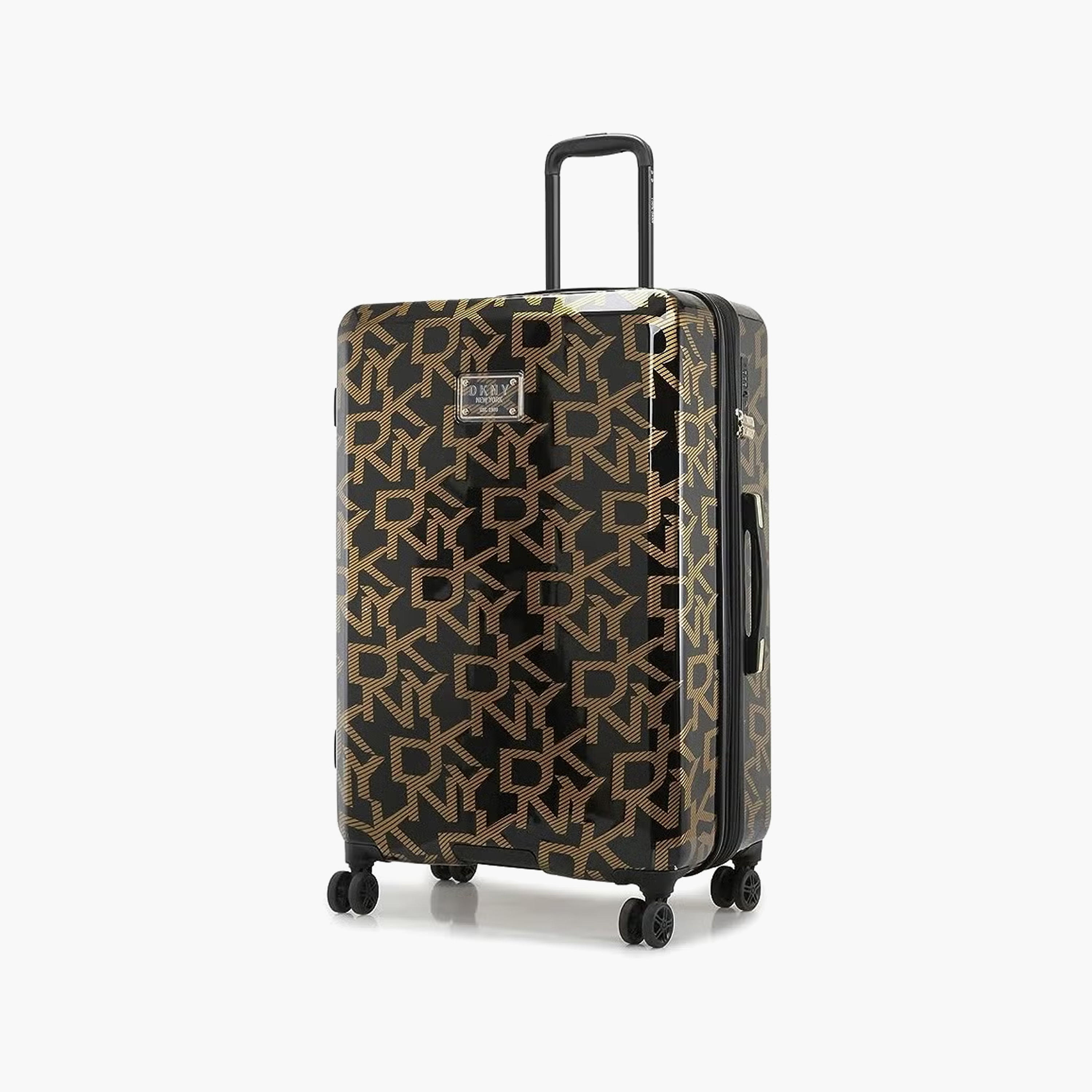 DKNY Monogram Print Hardcase Trolley Bag with Retractable Handle - 28 Inches Check-in Bag-travel-luggagesandbags-luggage-image-3
