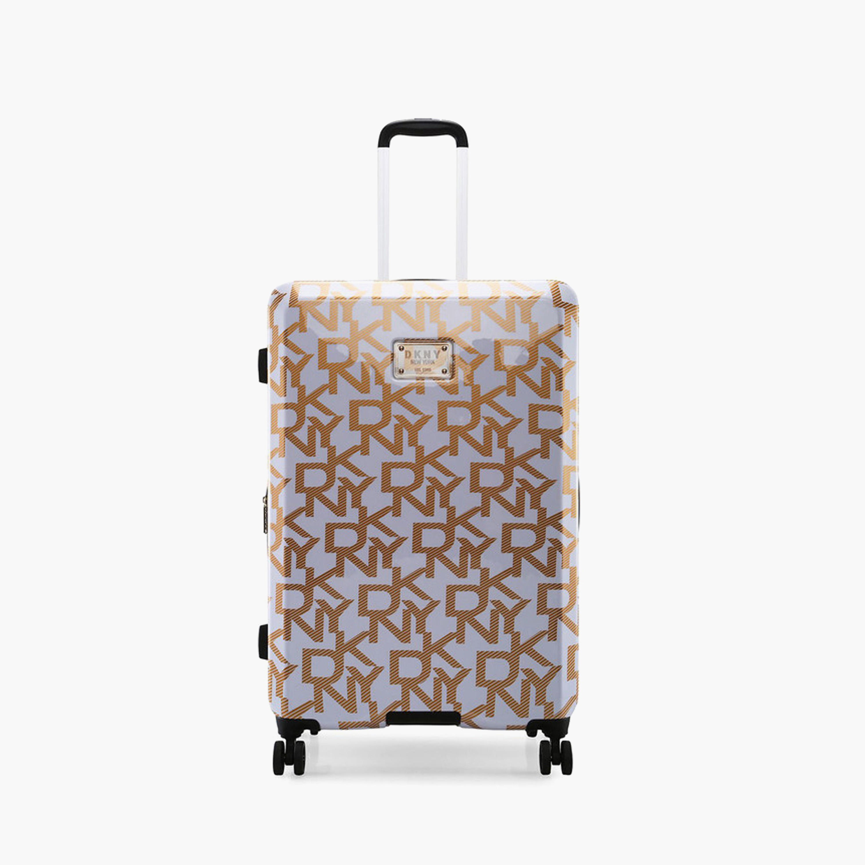 DKNY Monogram Print Hardcase Trolley Bag with Retractable Handle - 28 Inches Check-in Bag-travel-luggagesandbags-luggage-image-1