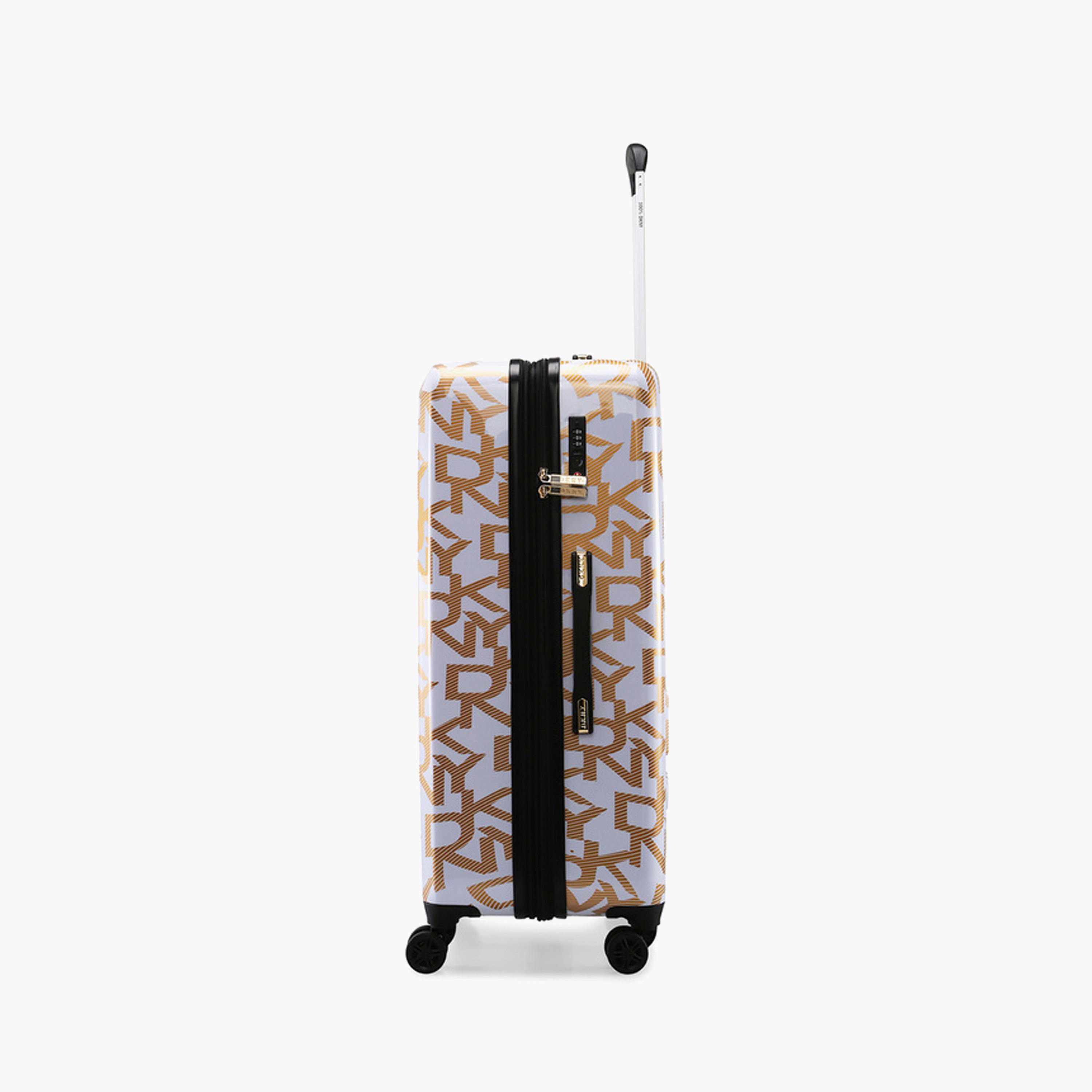 DKNY Monogram Print Hardcase Trolley Bag with Retractable Handle - 28 Inches Check-in Bag-travel-luggagesandbags-luggage-image-3