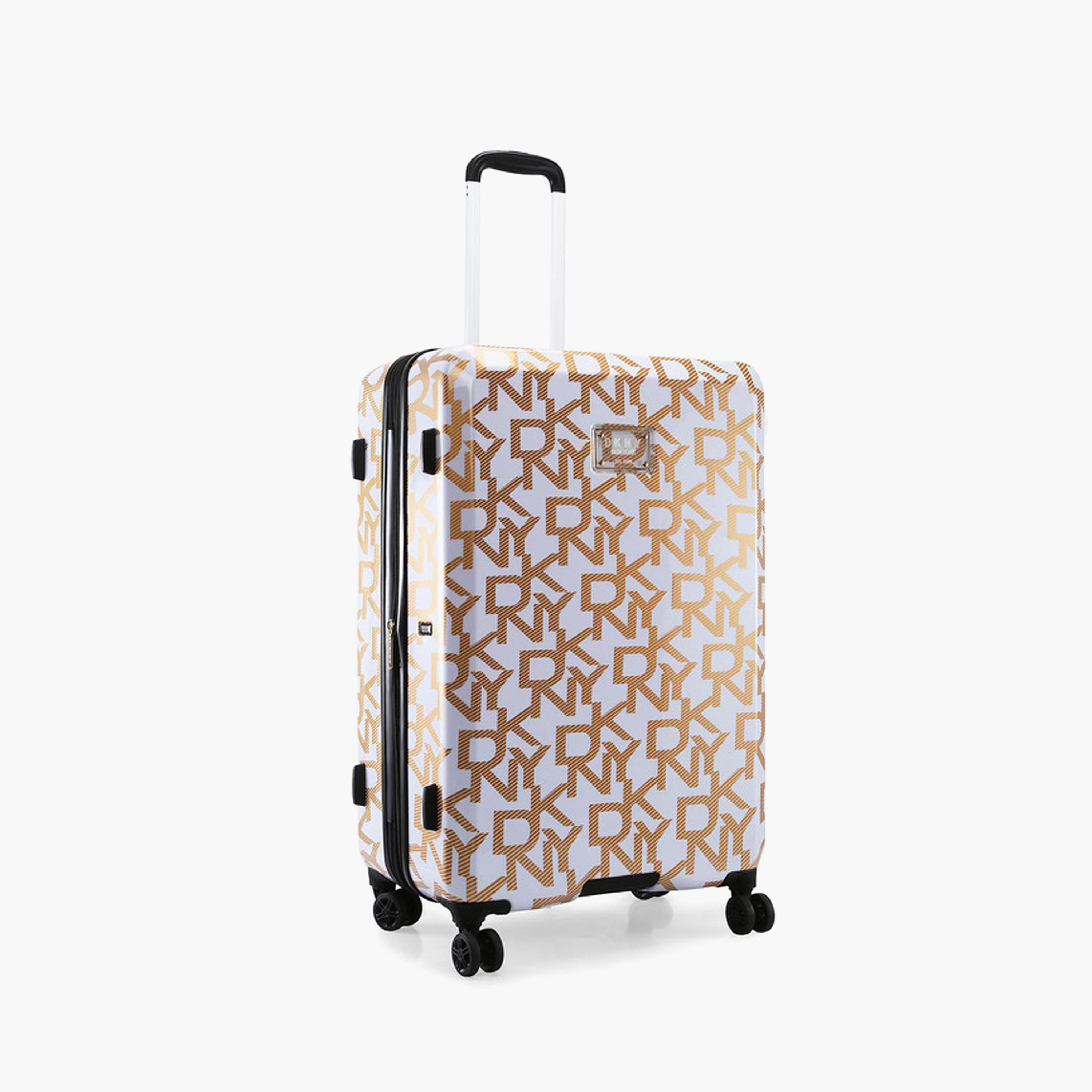DKNY Monogram Print Hardcase Trolley Bag with Retractable Handle - 28 Inches Check-in Bag-travel-luggagesandbags-luggage-image-4