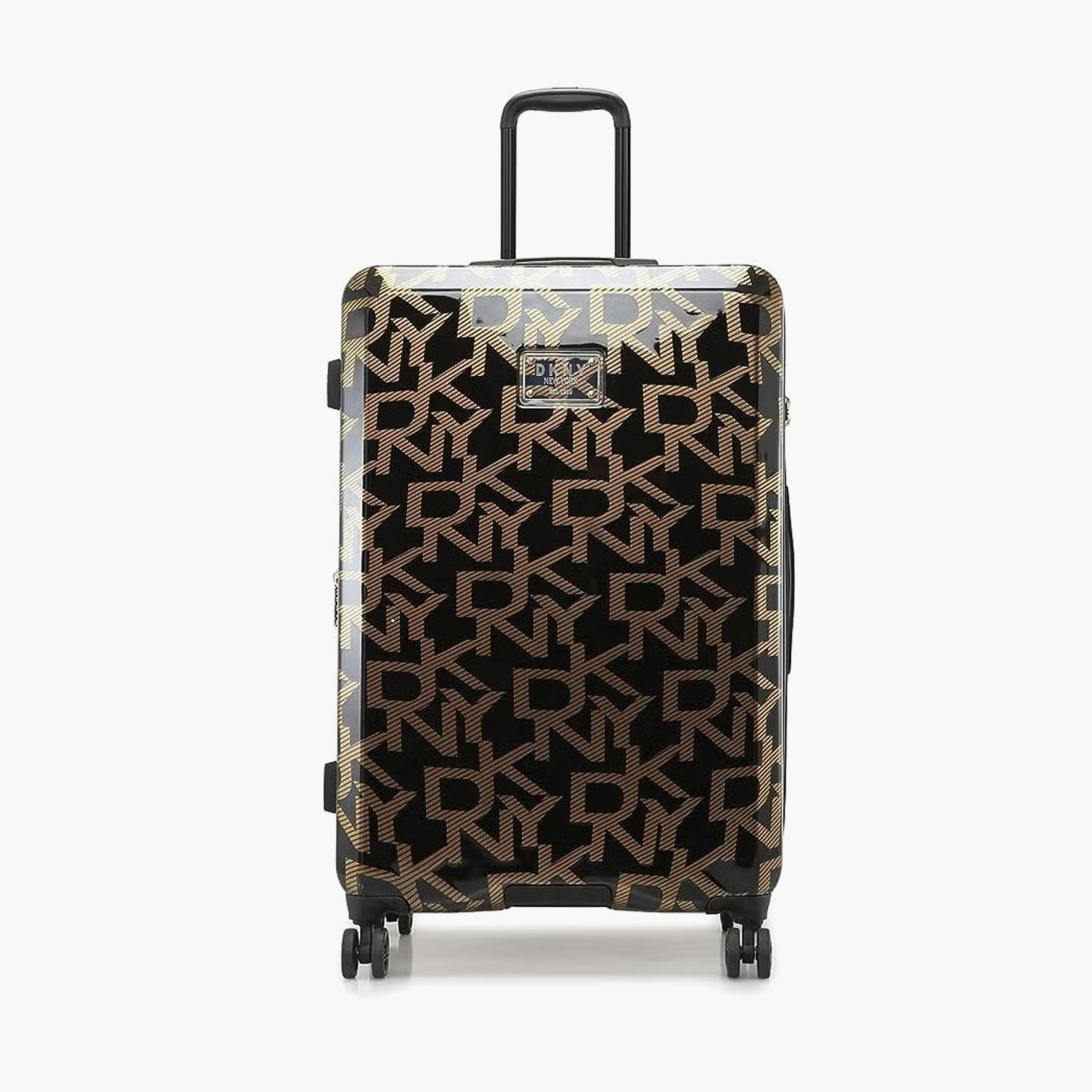 DKNY Monogram Print Hardcase Trolley Bag with Retractable Handle - 24 Inches Check-in Bag-travel-luggagesandbags-luggage-image-1