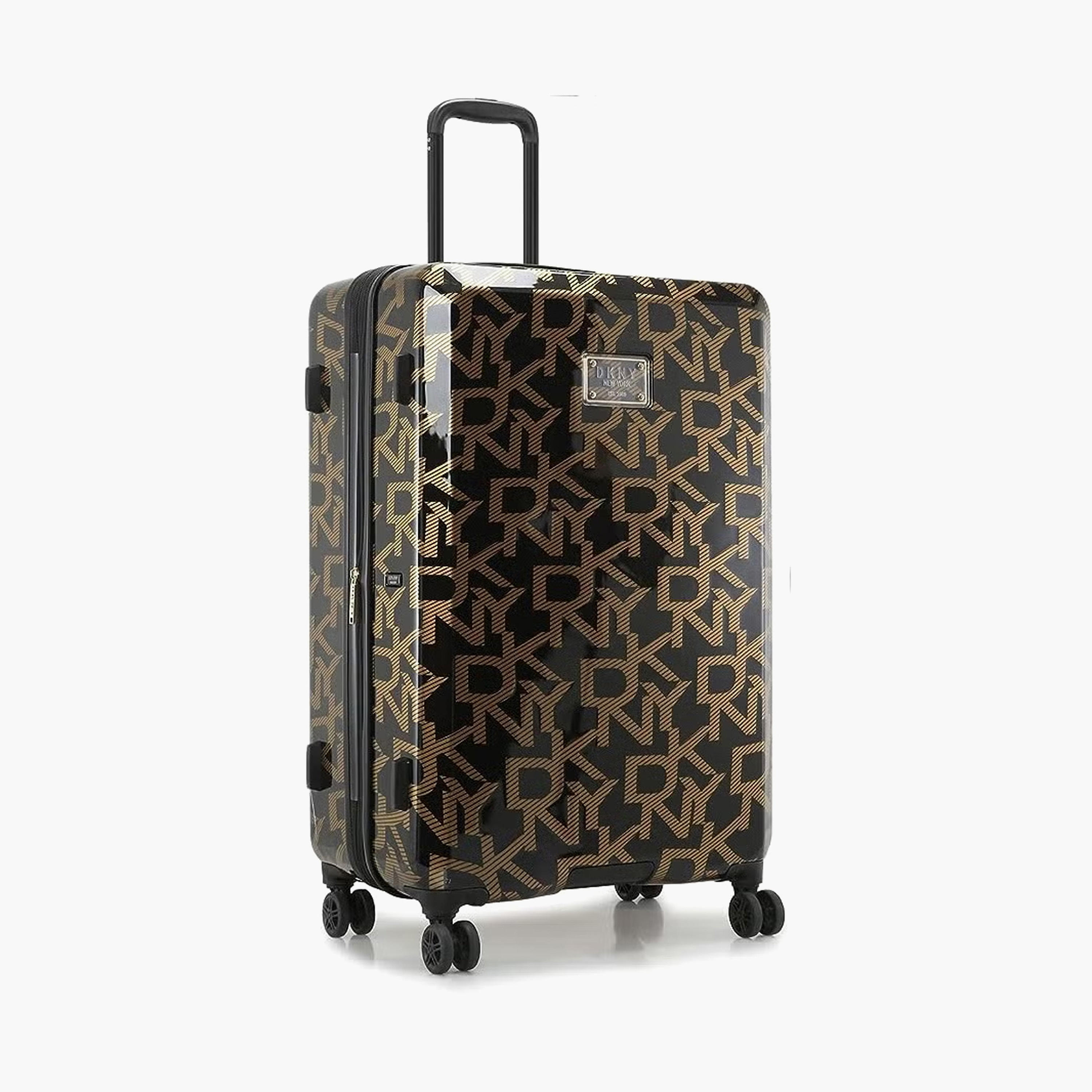 DKNY Monogram Print Hardcase Trolley Bag with Retractable Handle - 24 Inches Check-in Bag-travel-luggagesandbags-luggage-image-2