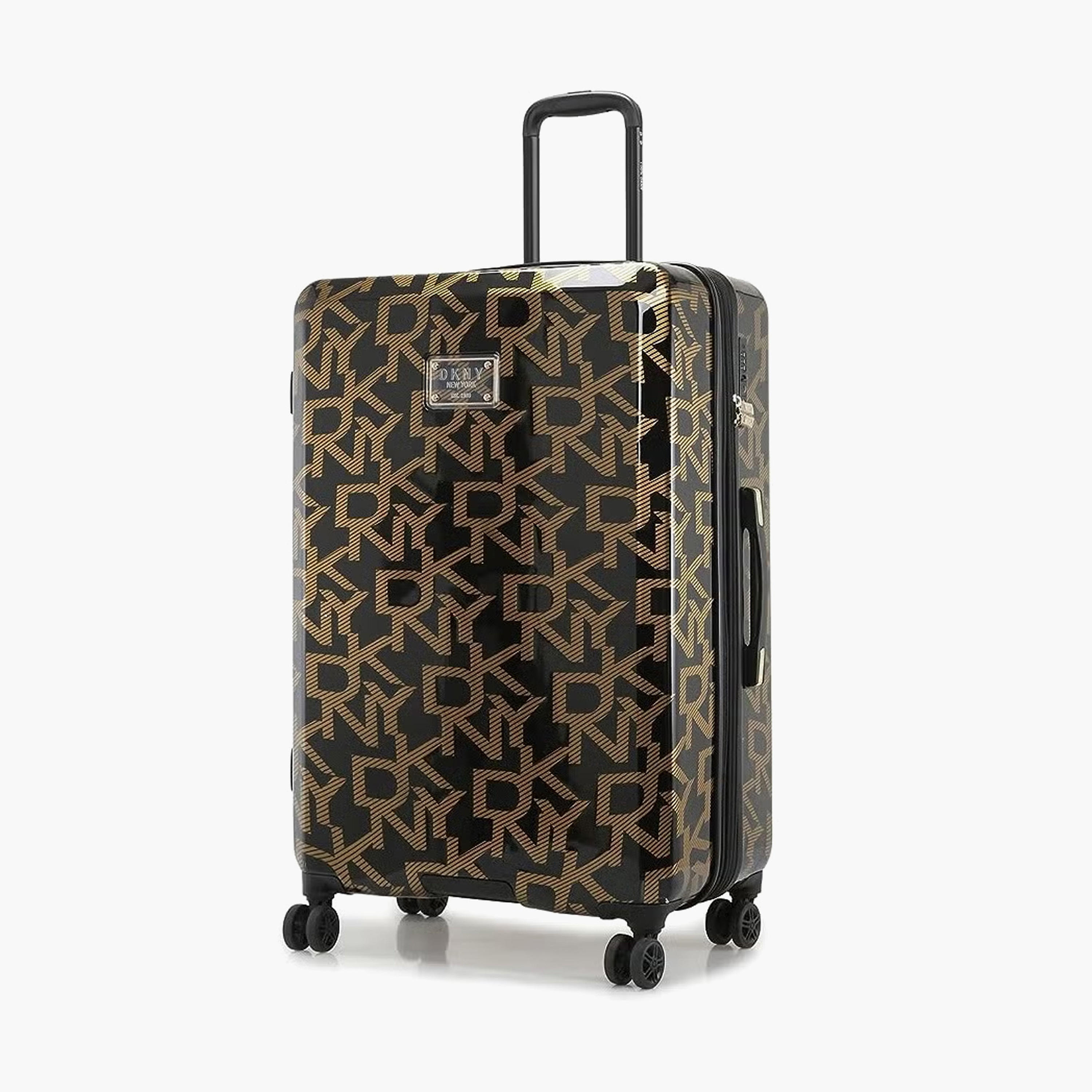 DKNY Monogram Print Hardcase Trolley Bag with Retractable Handle - 24 Inches Check-in Bag-travel-luggagesandbags-luggage-image-3