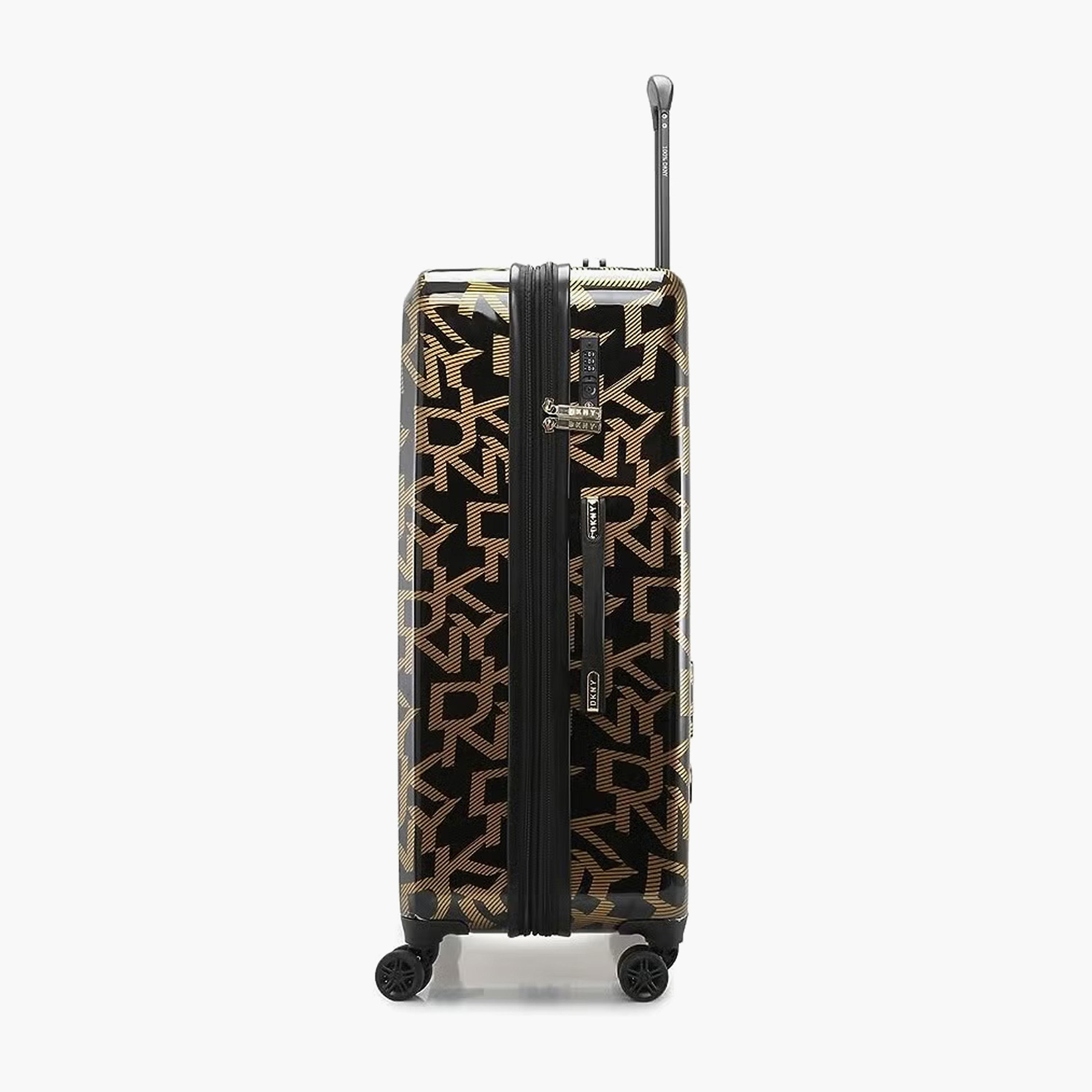 DKNY Monogram Print Hardcase Trolley Bag with Retractable Handle - 24 Inches Check-in Bag-travel-luggagesandbags-luggage-image-4