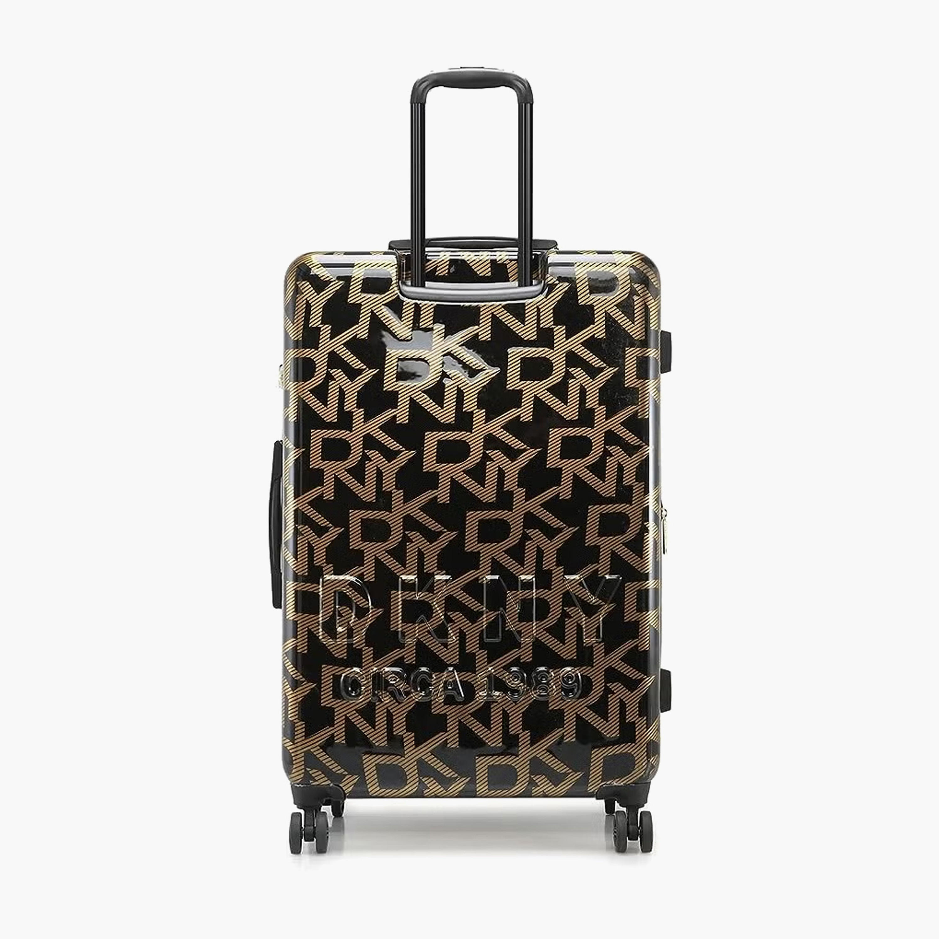 DKNY Monogram Print Hardcase Trolley Bag with Retractable Handle - 24 Inches Check-in Bag-travel-luggagesandbags-luggage-image-6