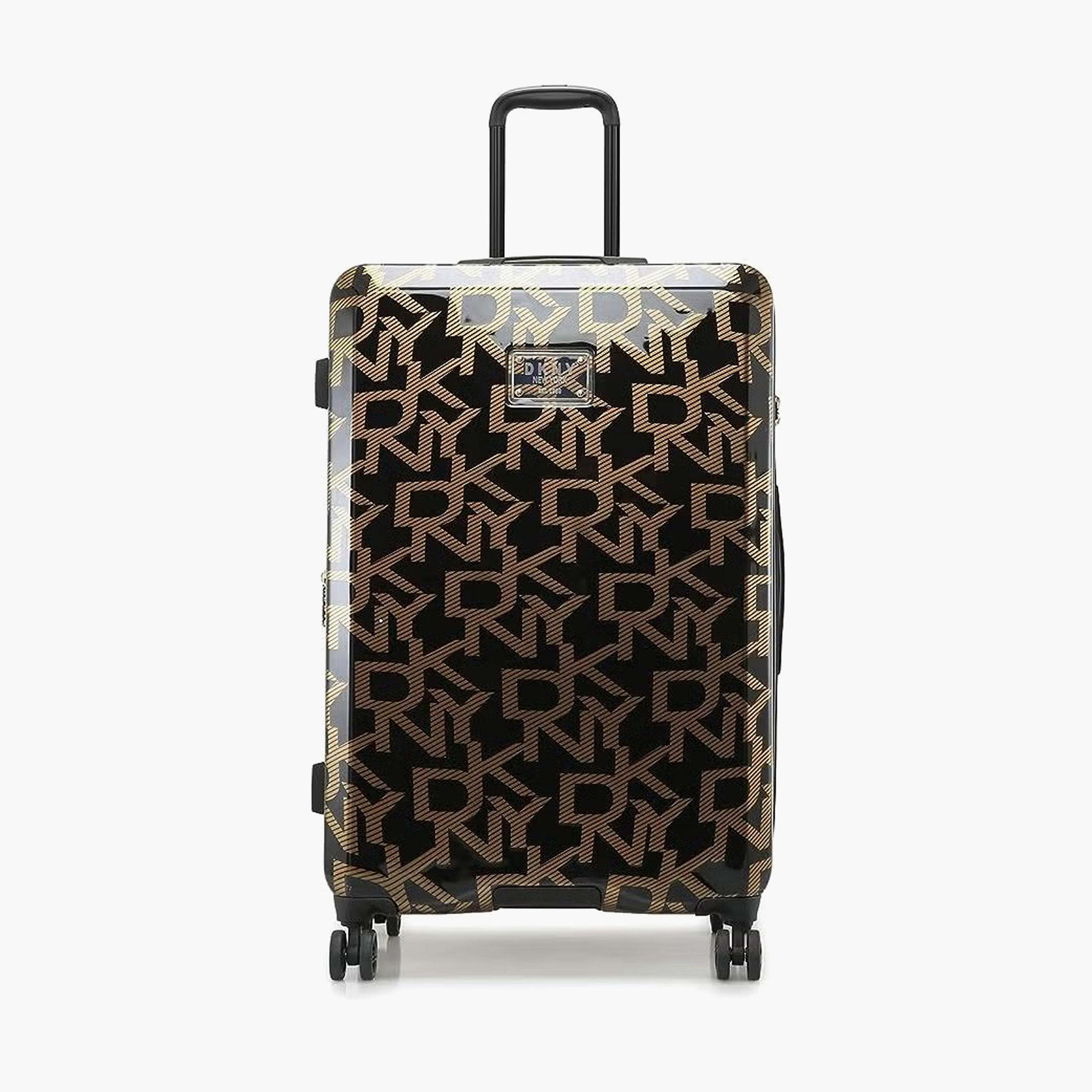 DKNY Monogram Print Hardcase Trolley Bag with Retractable Handle - 20 Inches Check-in Bag-travel-luggagesandbags-luggage-image-1