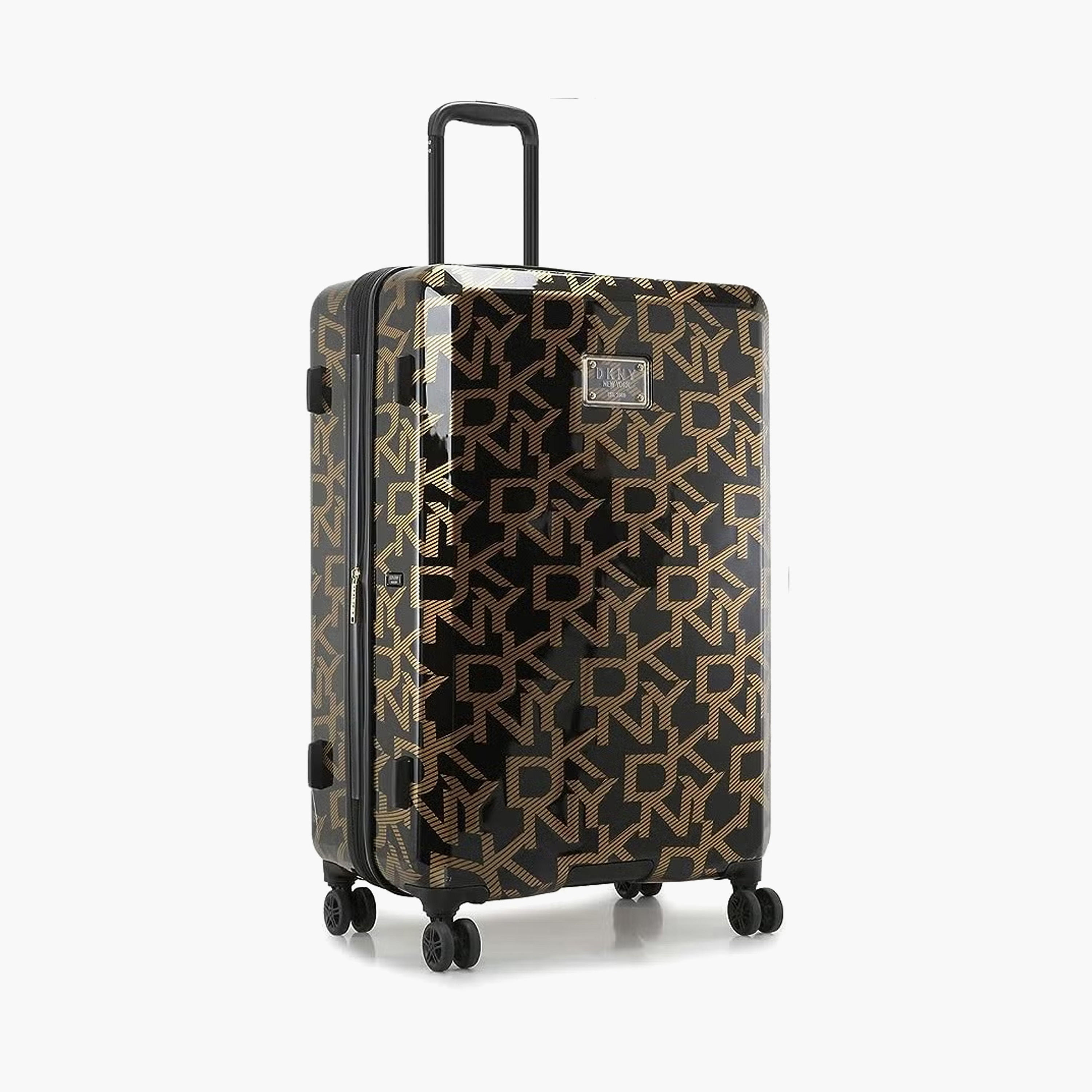 DKNY Monogram Print Hardcase Trolley Bag with Retractable Handle - 20 Inches Check-in Bag-travel-luggagesandbags-luggage-image-2