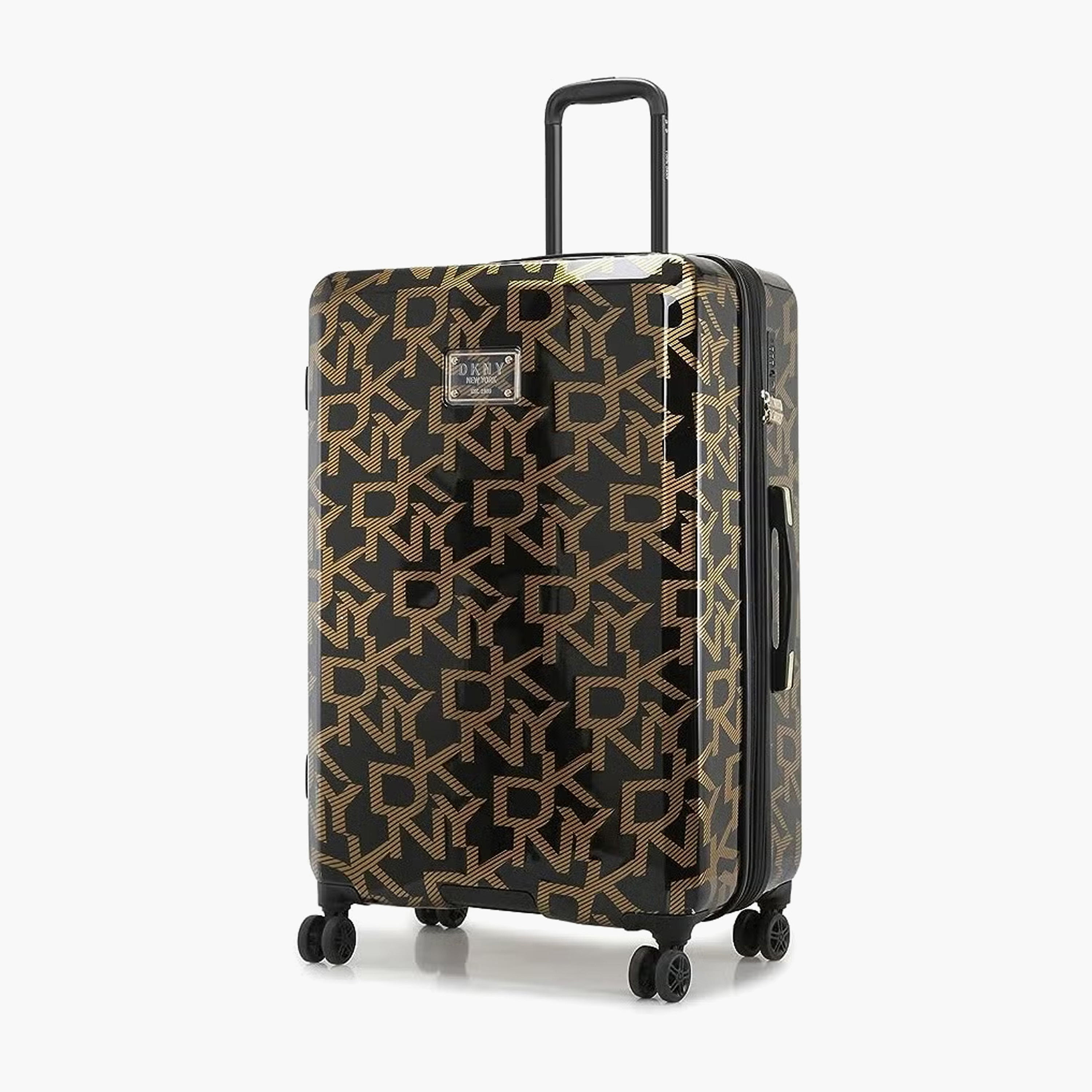 DKNY Monogram Print Hardcase Trolley Bag with Retractable Handle - 20 Inches Check-in Bag-travel-luggagesandbags-luggage-image-3