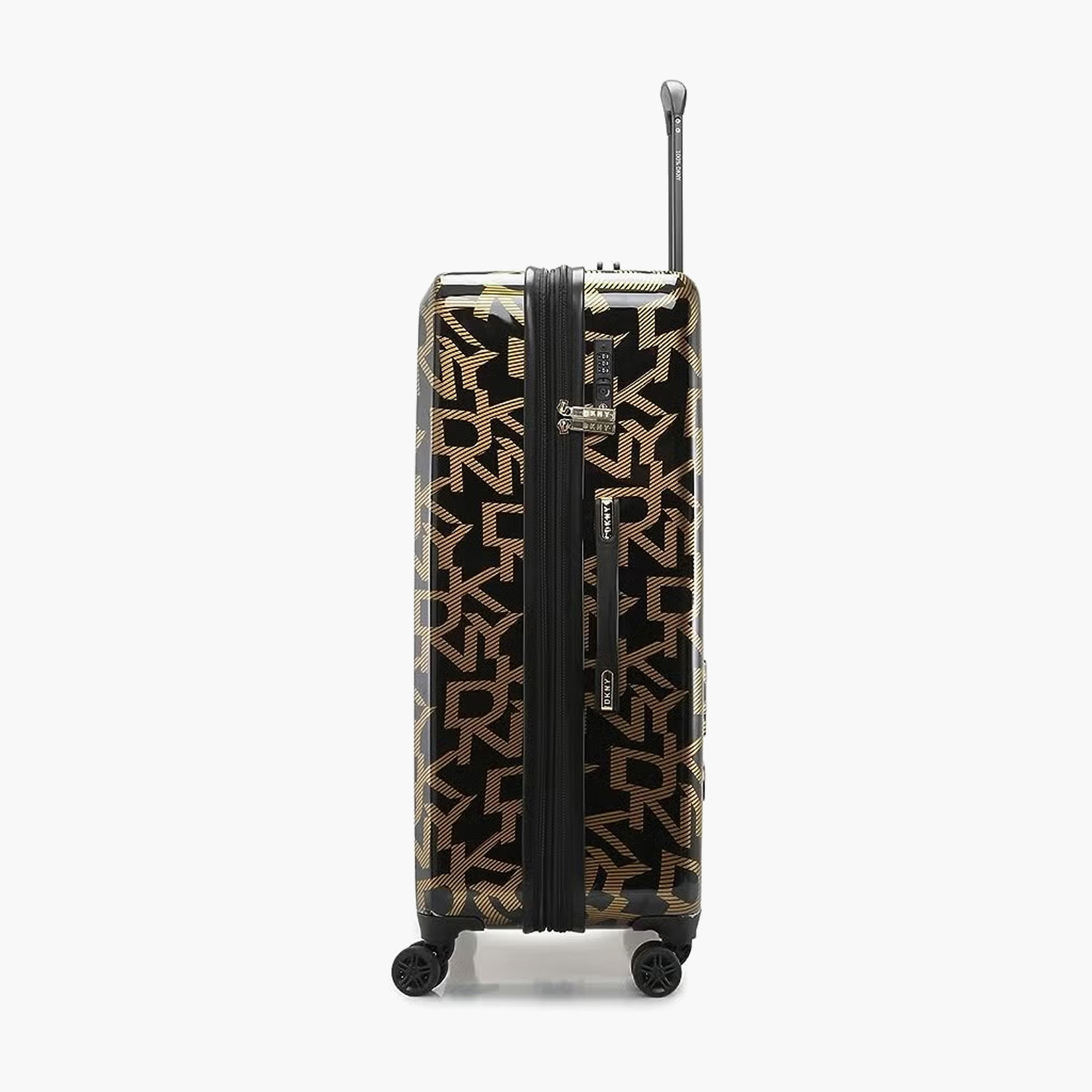 DKNY Monogram Print Hardcase Trolley Bag with Retractable Handle - 20 Inches Check-in Bag-travel-luggagesandbags-luggage-image-4