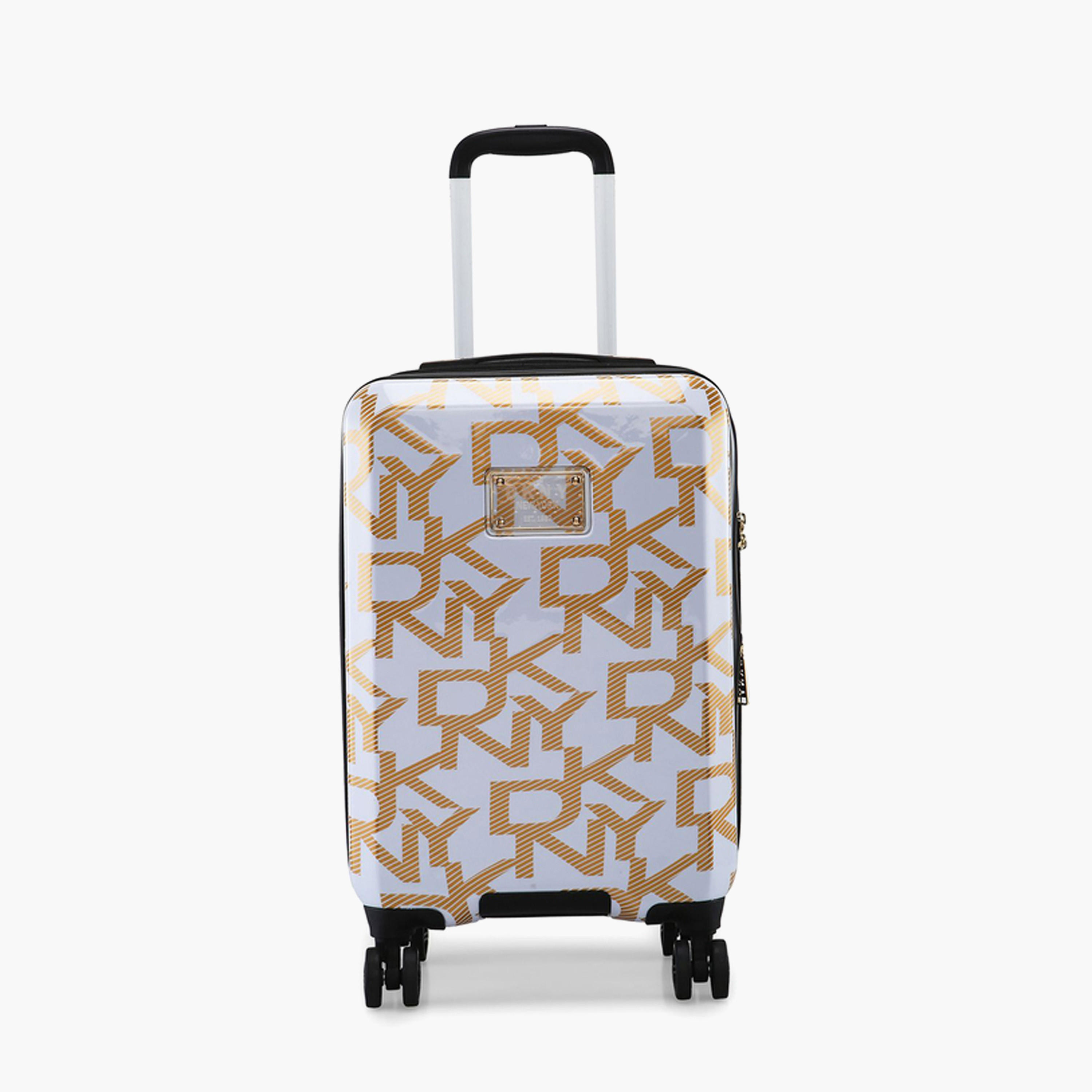 DKNY Monogram Print Hardcase Trolley Bag with Retractable Handle - 20 Inches Check-in Bag-travel-luggagesandbags-luggage-image-1