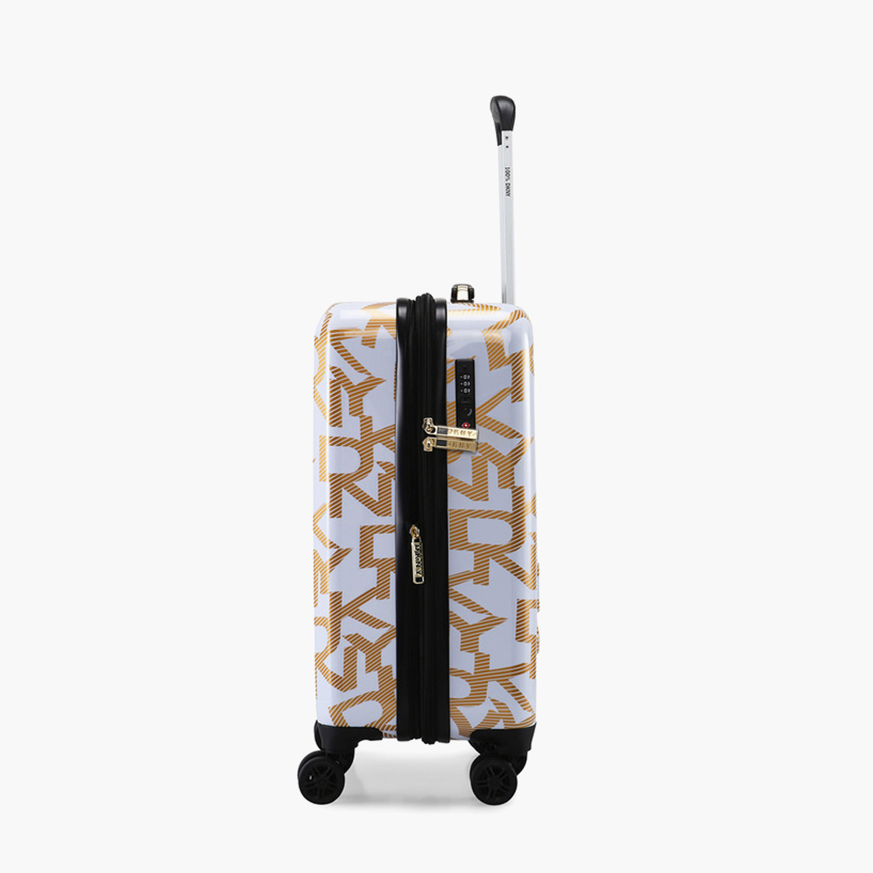 DKNY Monogram Print Hardcase Trolley Bag with Retractable Handle - 20 Inches Check-in Bag-travel-luggagesandbags-luggage-image-3