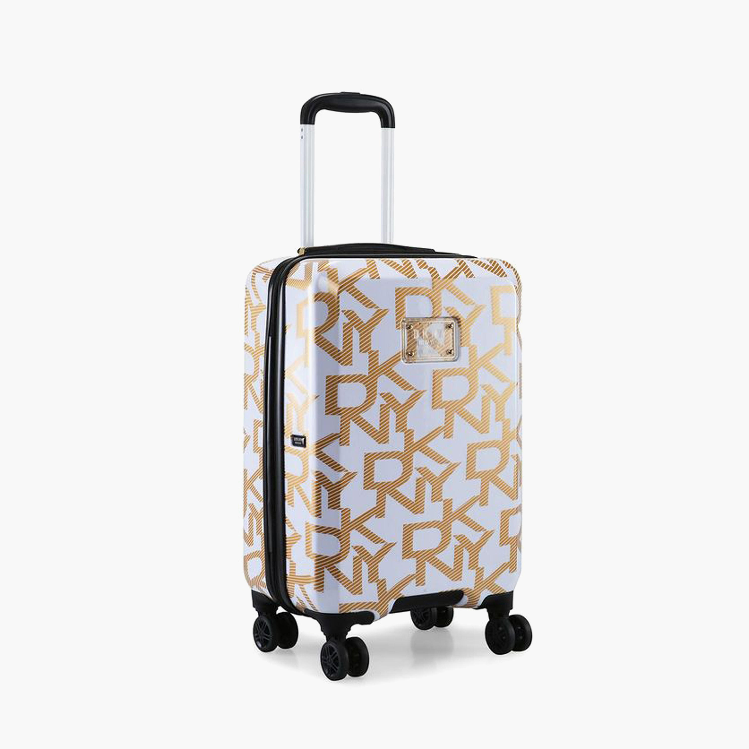 DKNY Monogram Print Hardcase Trolley Bag with Retractable Handle - 20 Inches Check-in Bag-travel-luggagesandbags-luggage-image-4