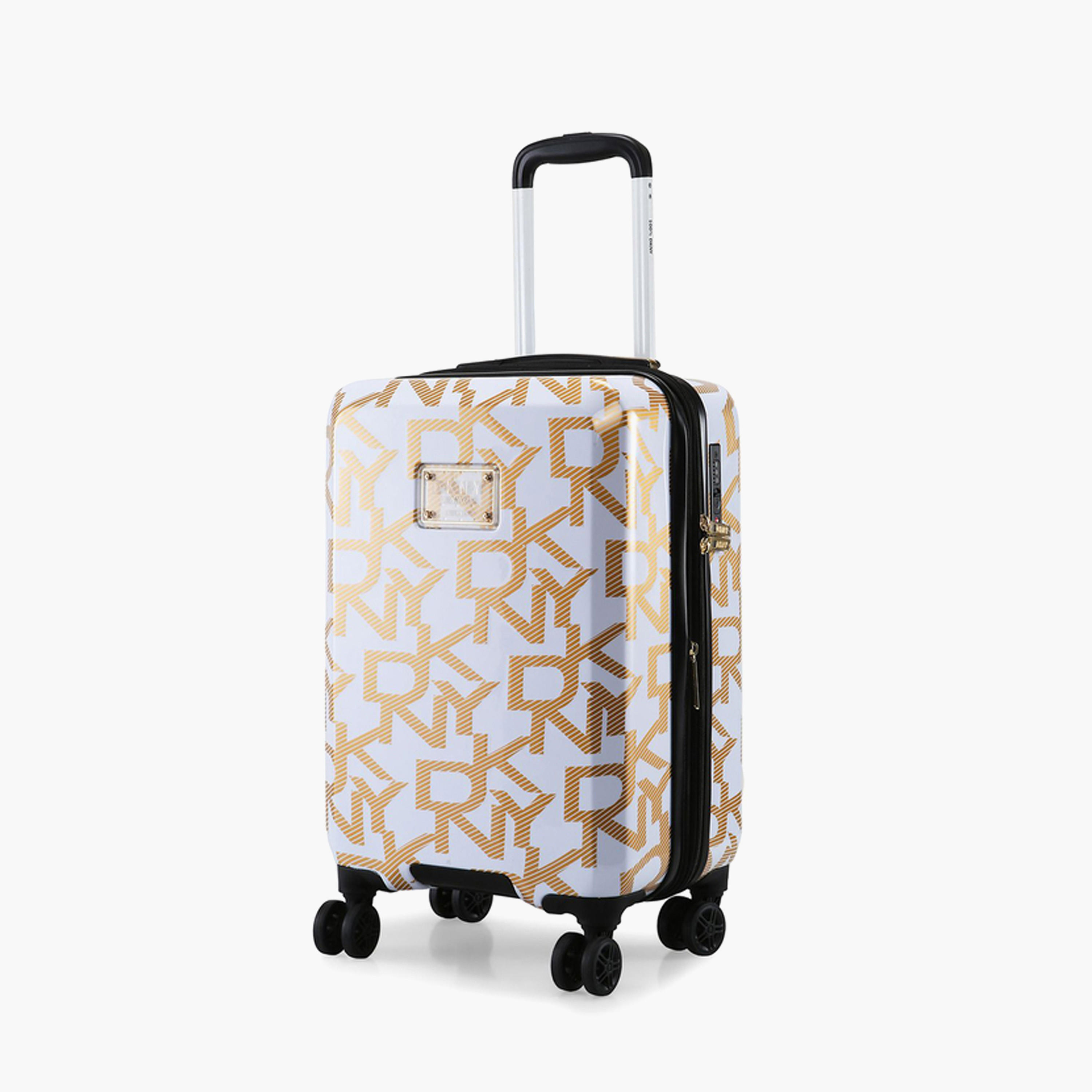 DKNY Monogram Print Hardcase Trolley Bag with Retractable Handle - 20 Inches Check-in Bag-travel-luggagesandbags-luggage-image-5