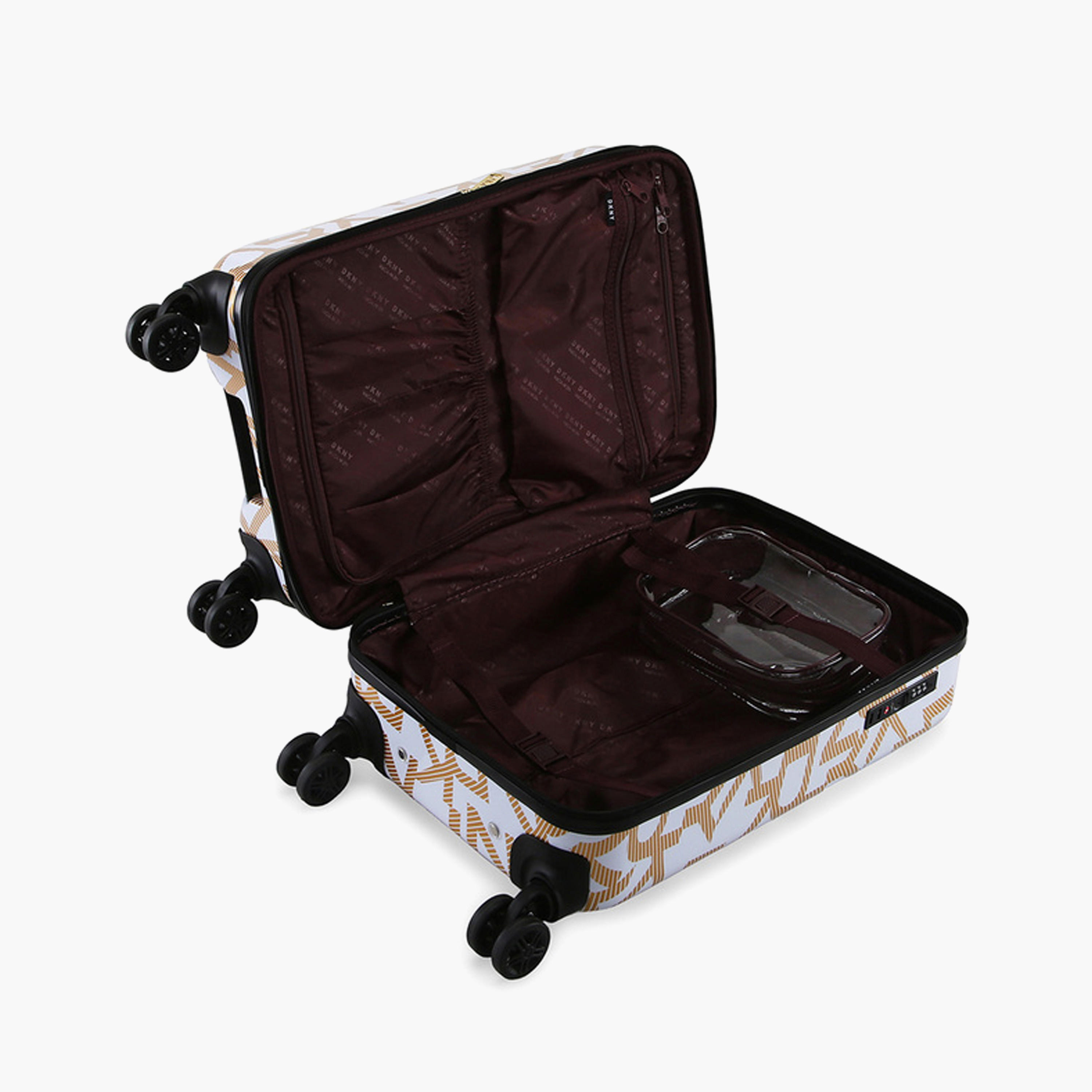 DKNY Monogram Print Hardcase Trolley Bag with Retractable Handle - 20 Inches Check-in Bag-travel-luggagesandbags-luggage-image-7