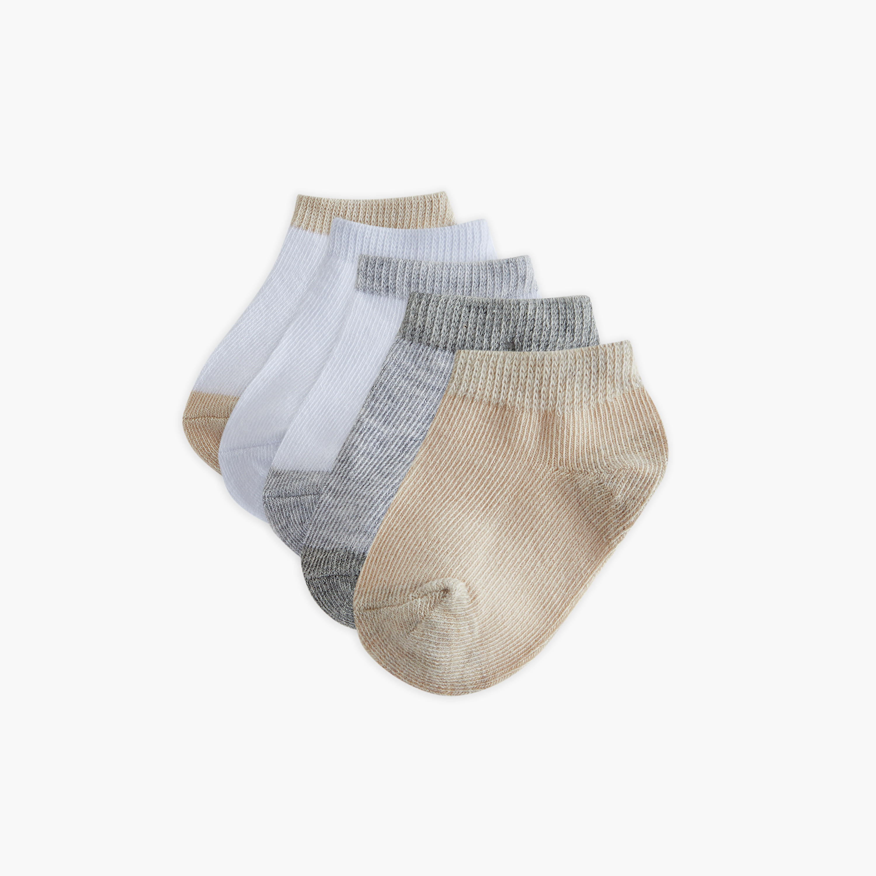 Barefeet Textured Ankle Length Socks - Set of 5-girls-accessories-socks-image-1