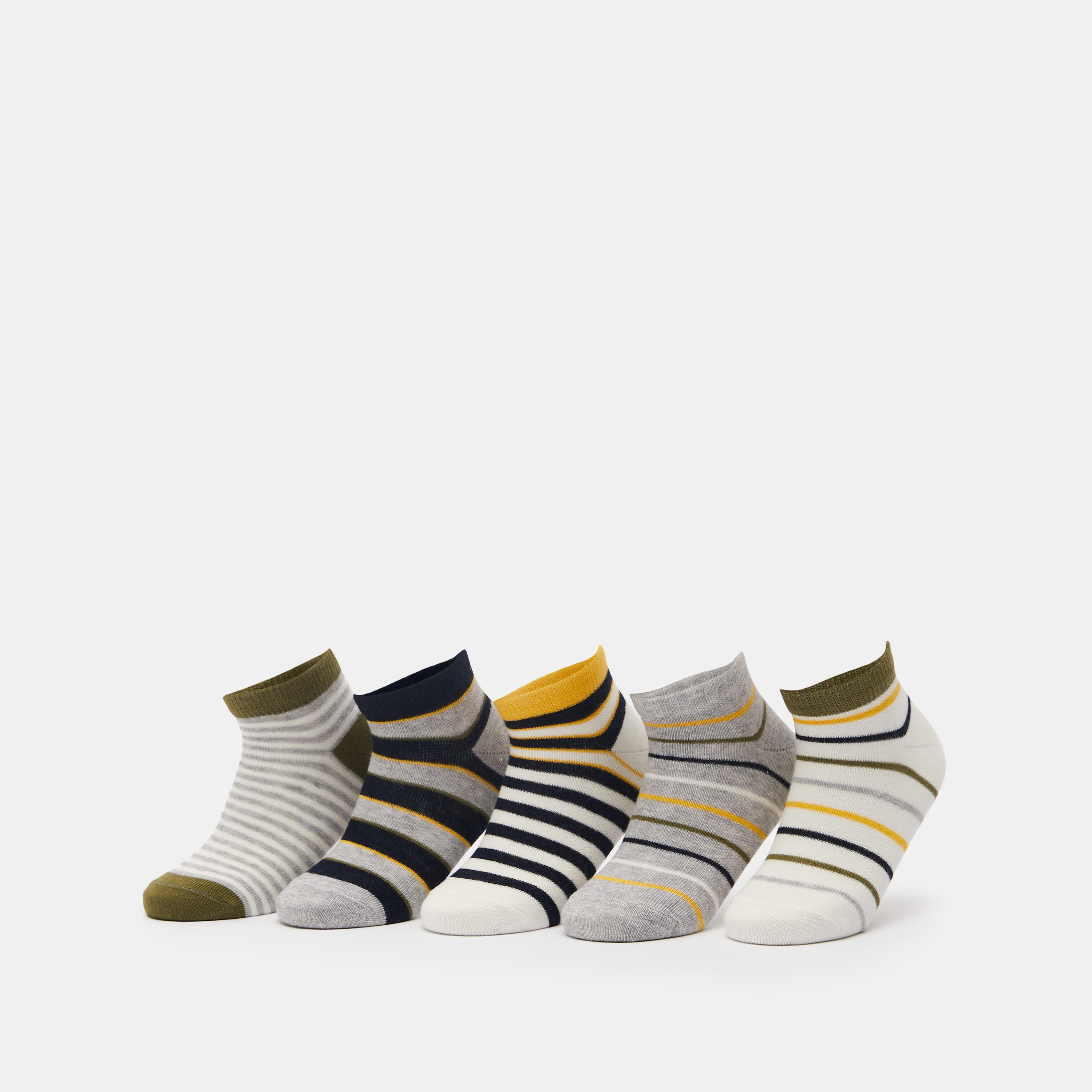 جوارب مخطّطة طول الكاحل - طقم من 5 أزواج-girls-accessories-socks-image-1