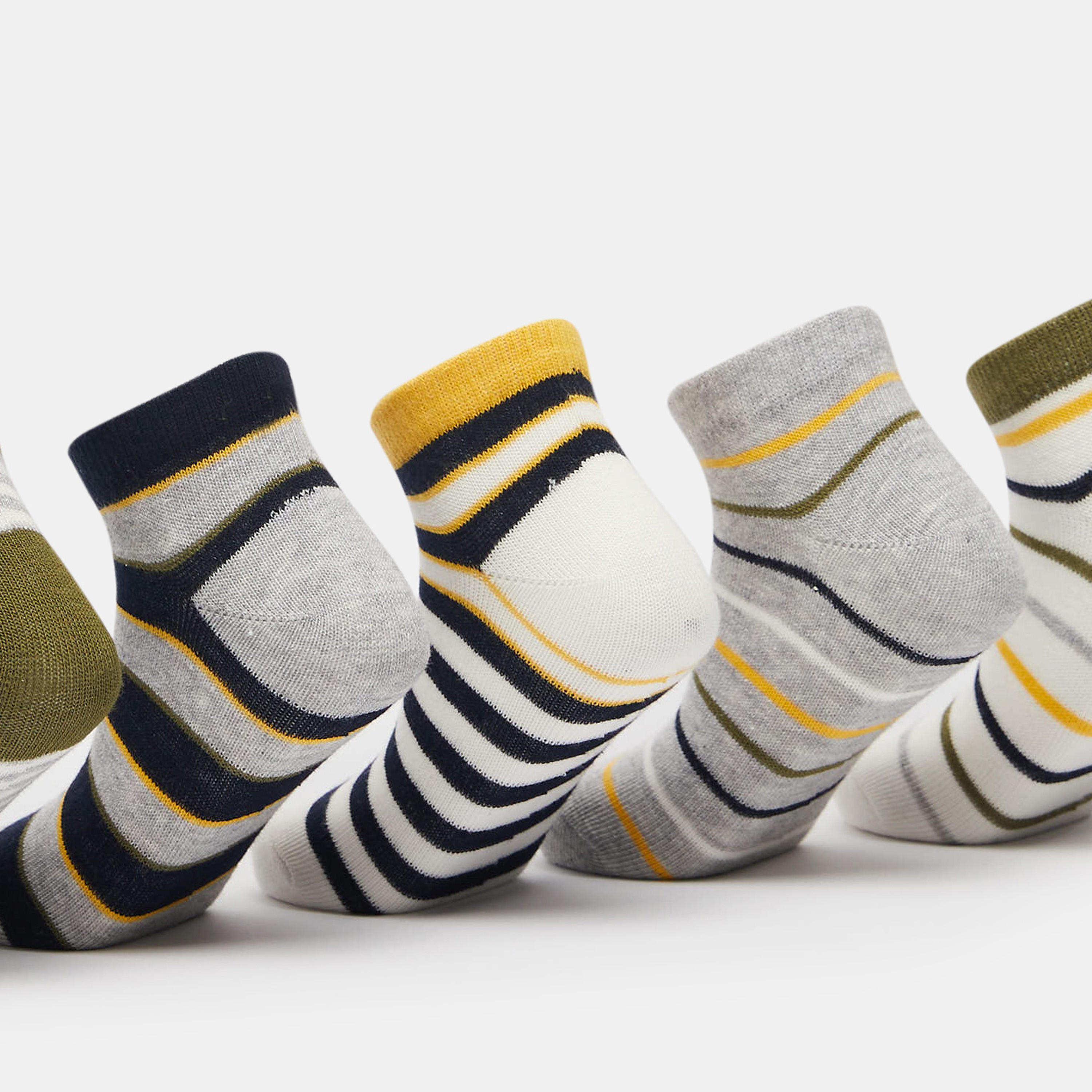 جوارب مخطّطة طول الكاحل - طقم من 5 أزواج-girls-accessories-socks-image-2
