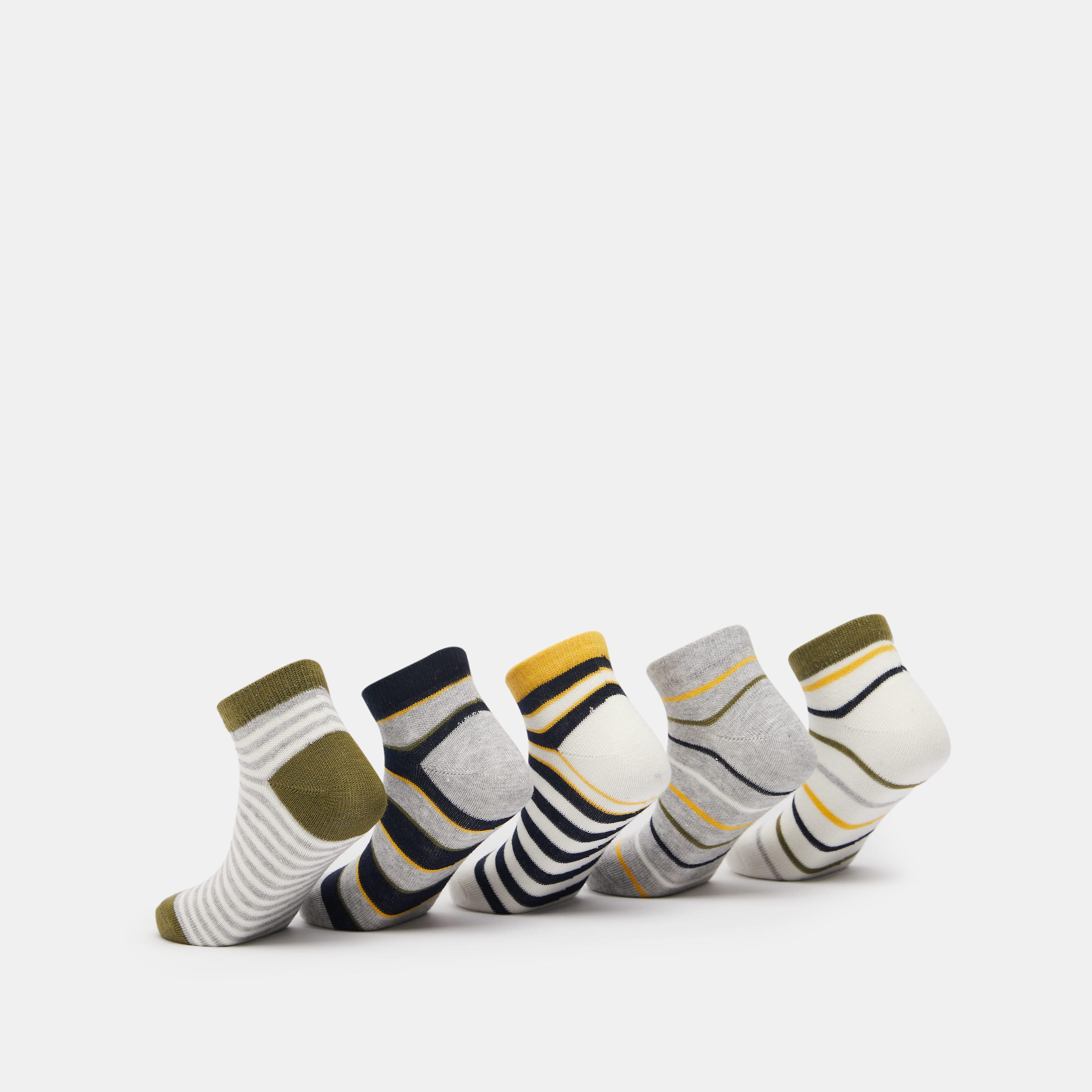 جوارب مخطّطة طول الكاحل - طقم من 5 أزواج-girls-accessories-socks-image-3