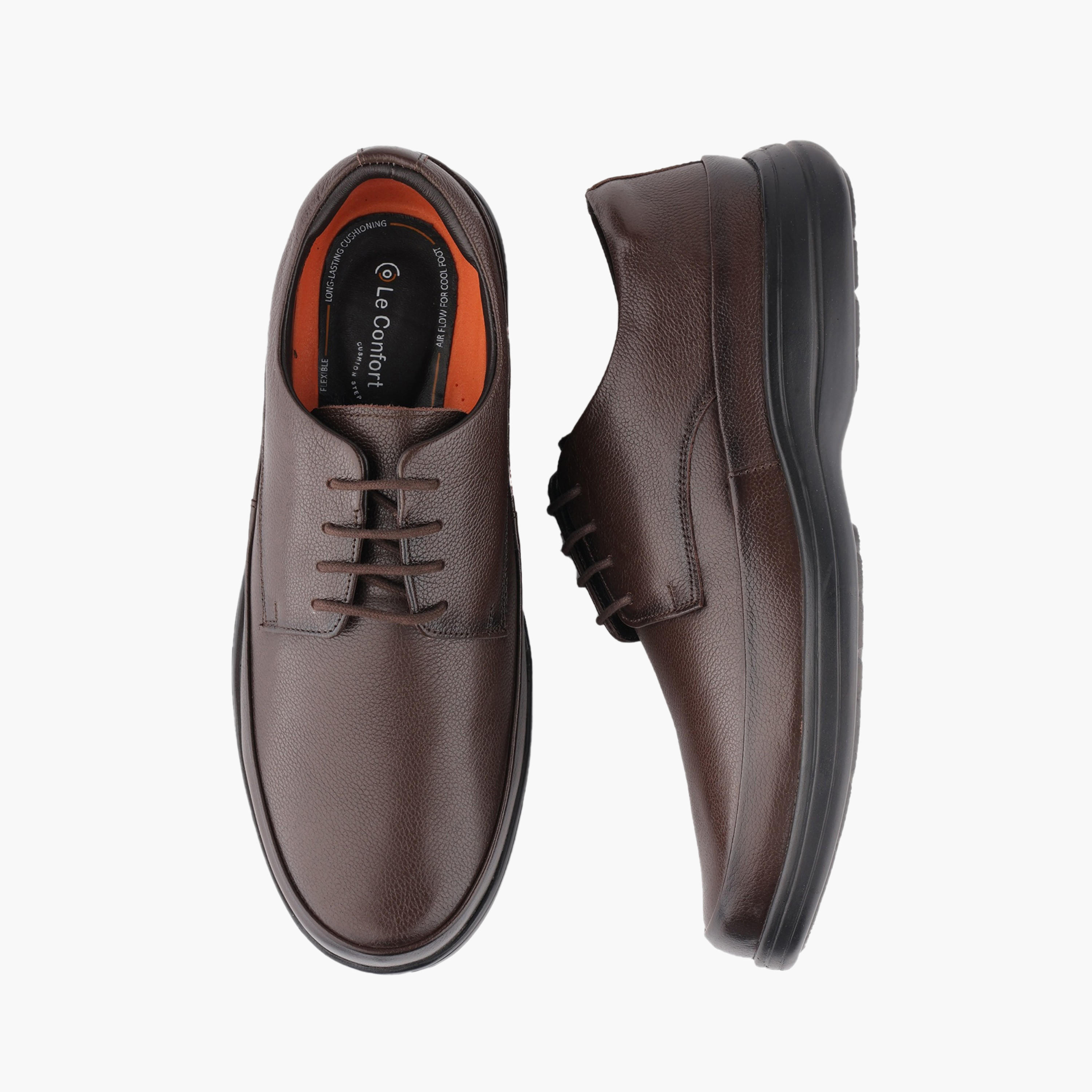 حذاء ديربي جلد طبيعي برباط للرجال من لو كونفور-men-shoes-formalshoes-image-1