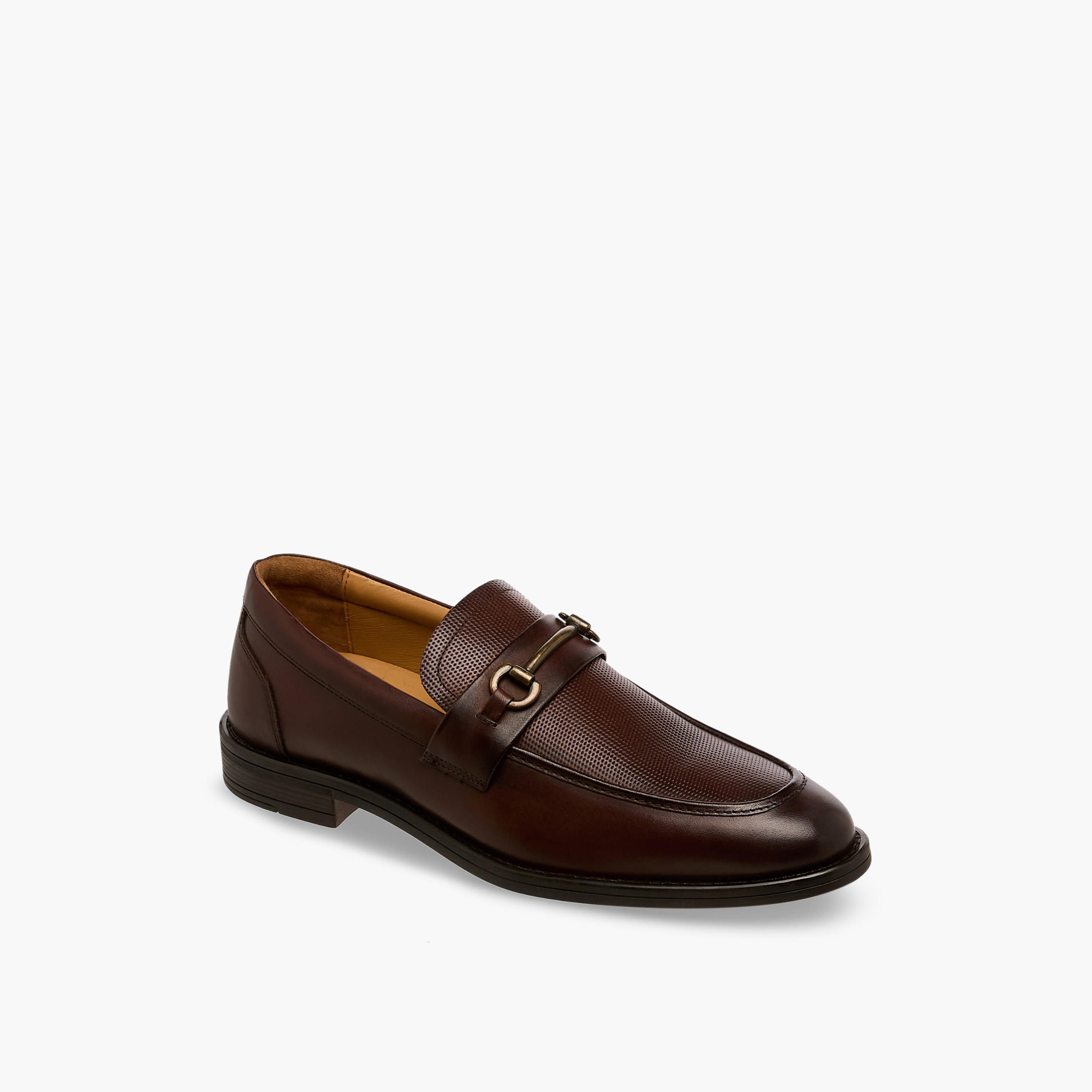 Duchini Men Textured Genuine Leather Loafers-men-shoes-loafersandmoccasins-image-2