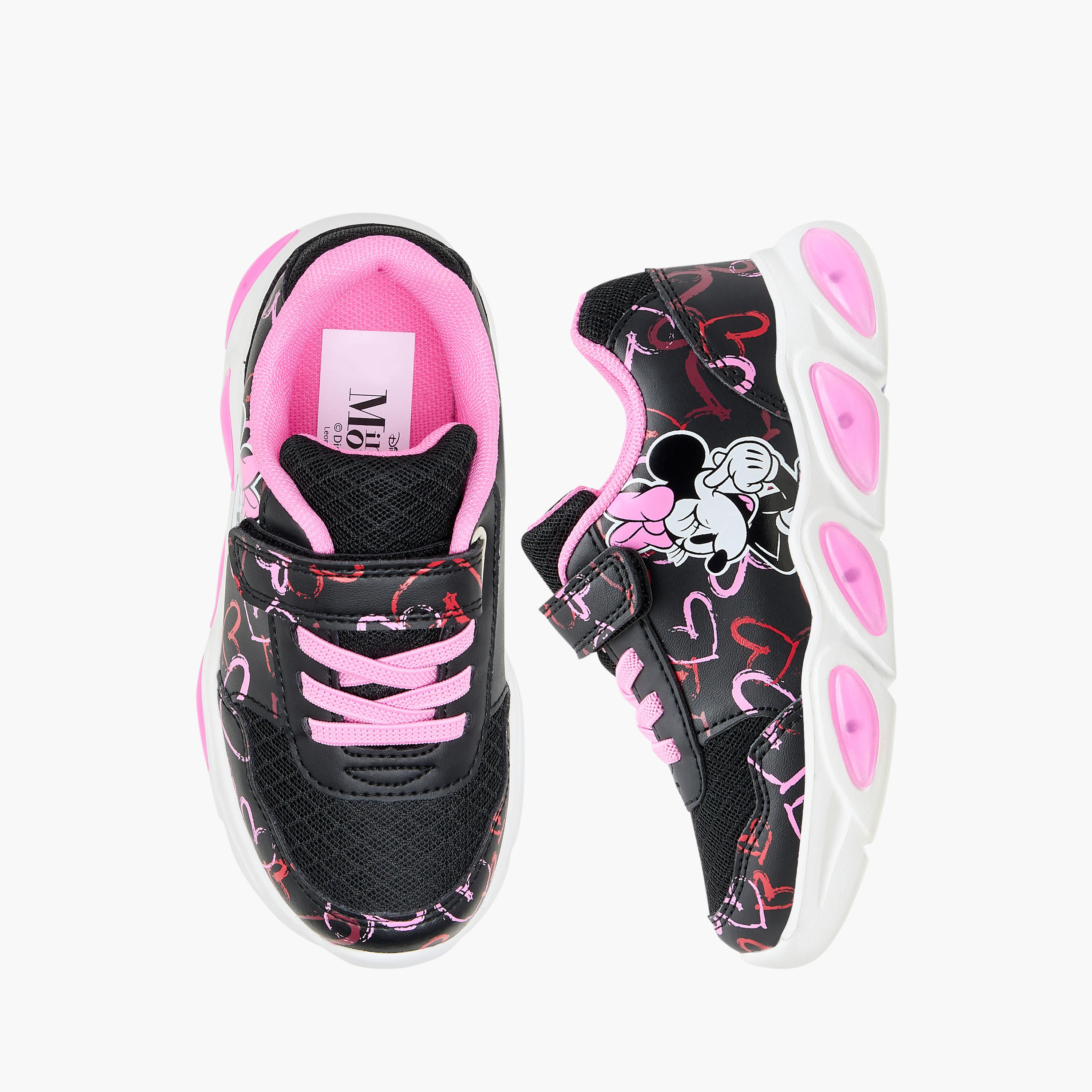 Disney Miney Mouse Print Light-Up Sneakers with Hook and Loop Closure-girls-shoes-sneakers-image-1