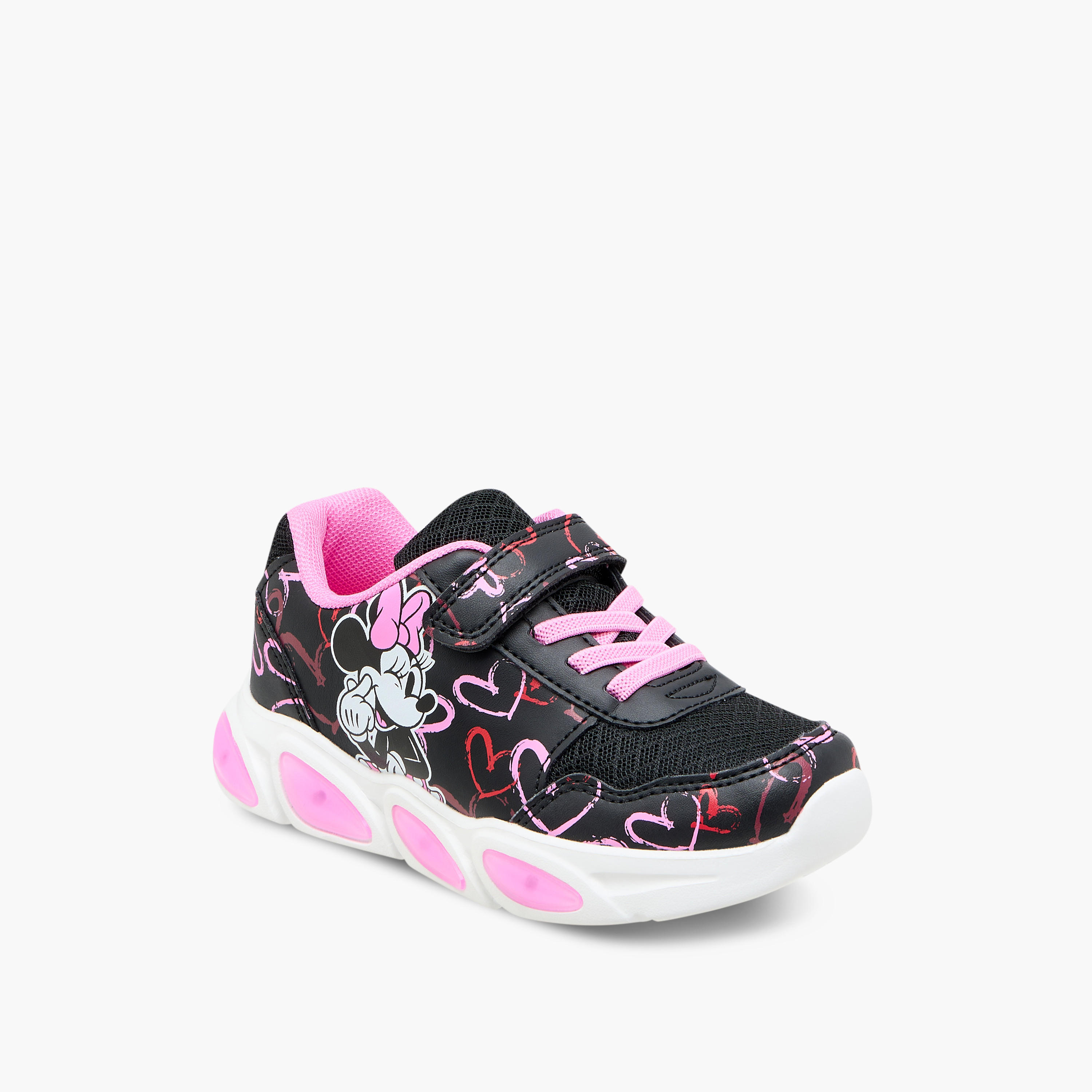 Disney Miney Mouse Print Light-Up Sneakers with Hook and Loop Closure-girls-shoes-sneakers-image-2