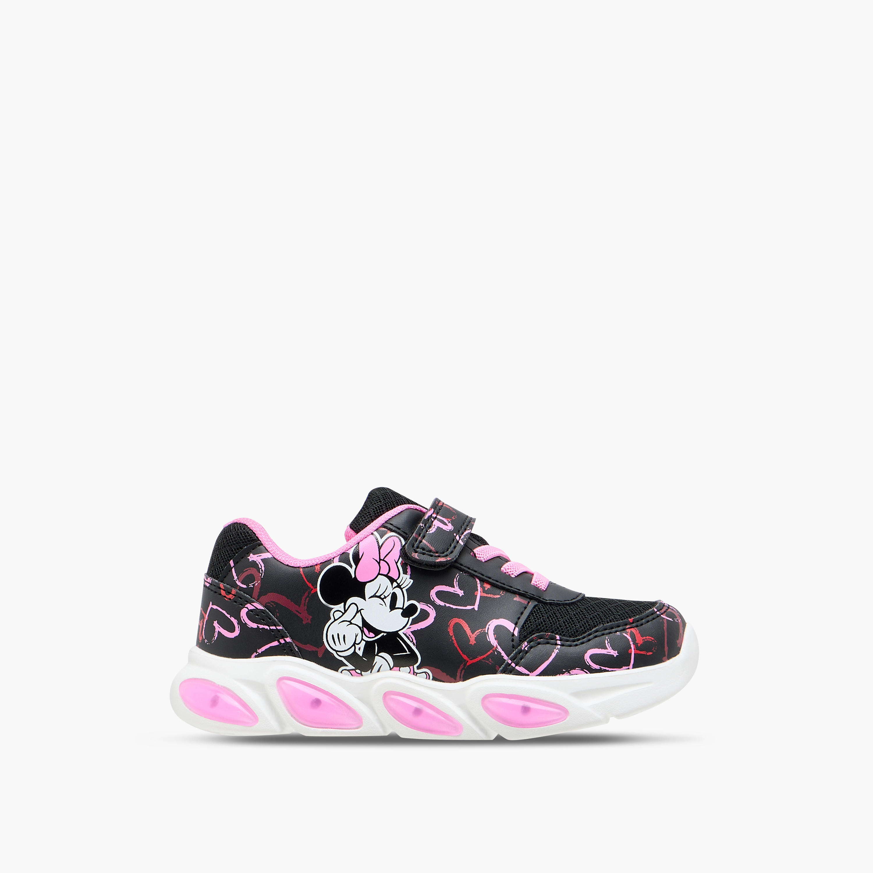 Disney Miney Mouse Print Light-Up Sneakers with Hook and Loop Closure-girls-shoes-sneakers-image-3