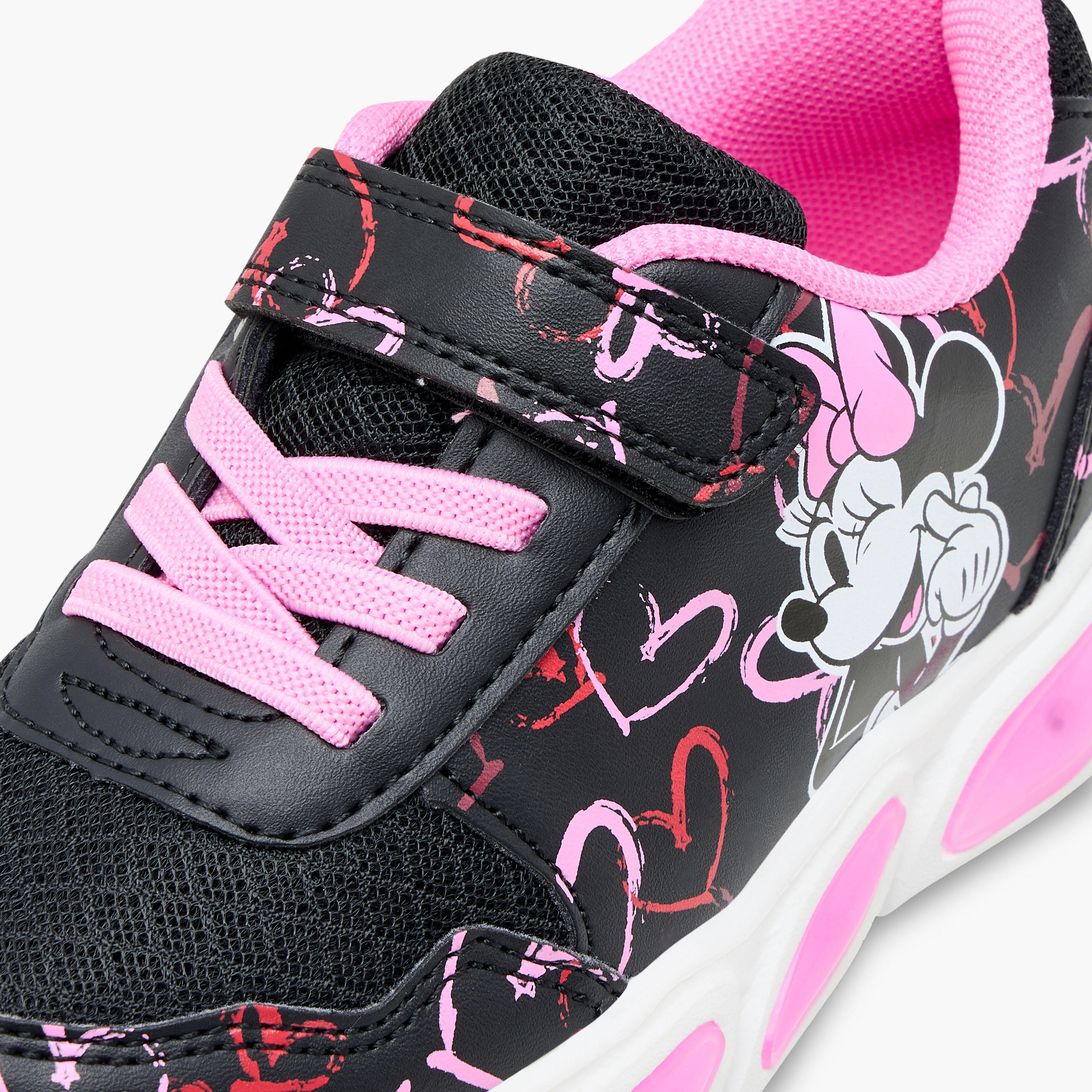 Disney Miney Mouse Print Light-Up Sneakers with Hook and Loop Closure-girls-shoes-sneakers-image-5
