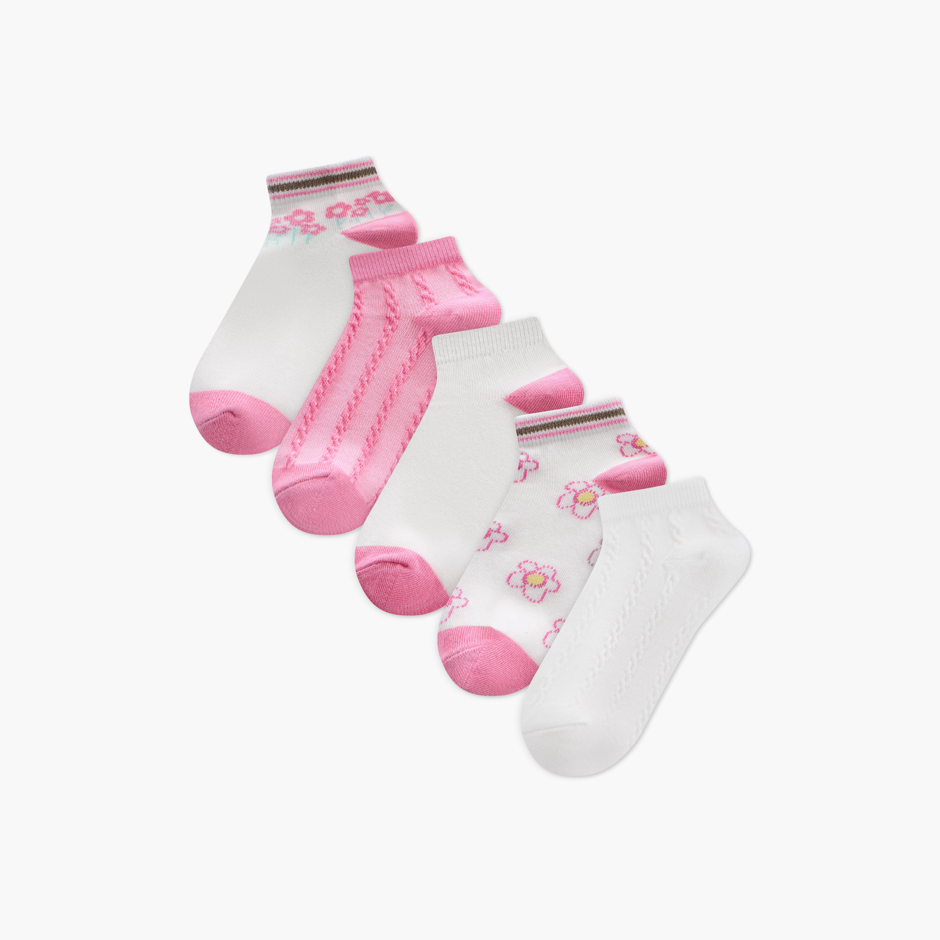 Little Missy Girls  Ankle Length Socks - Set of 5-girls-accessories-socks-image-1