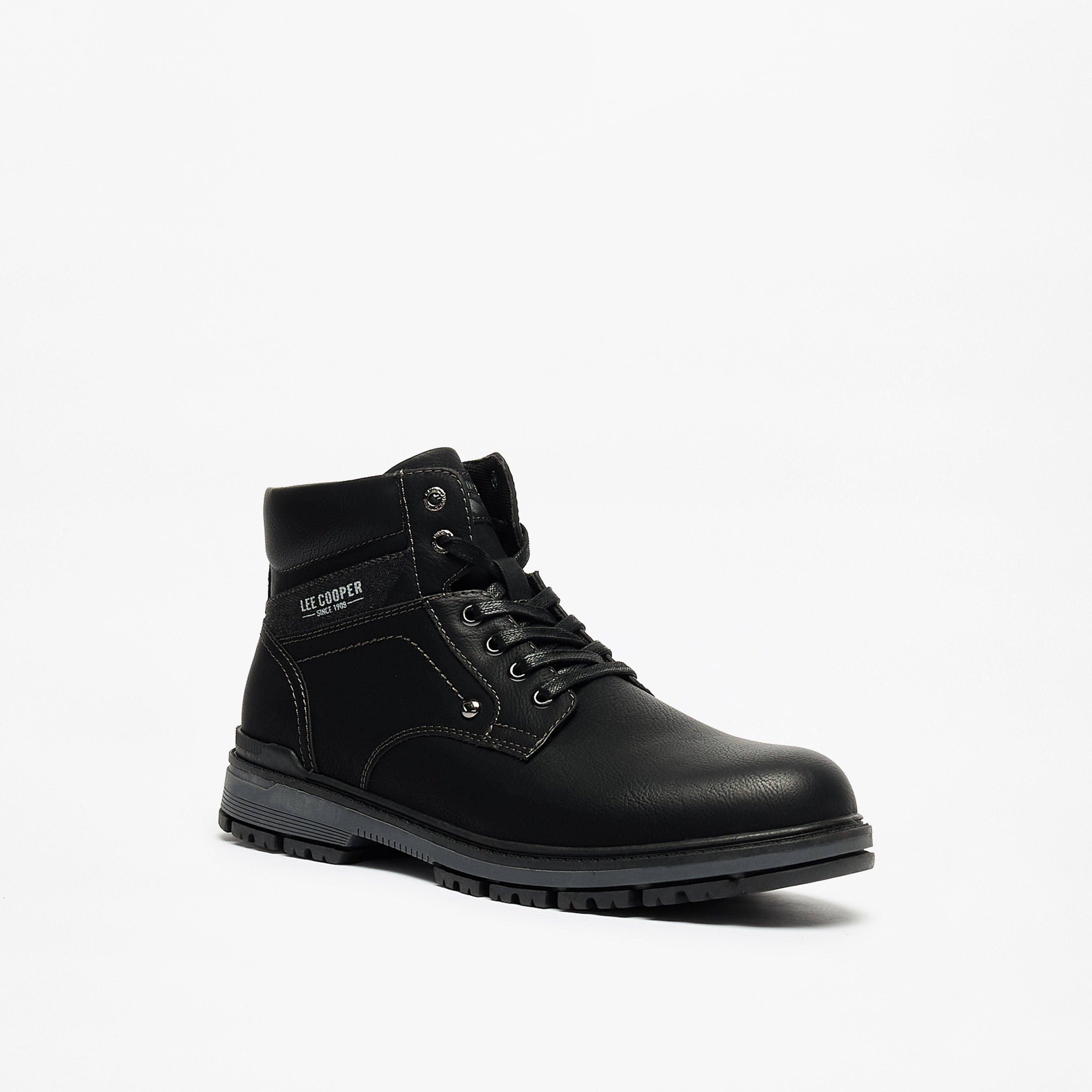 Lee Cooper Men's Solid Boots with Lace-Up Closure-men-shoes-boots-image-1