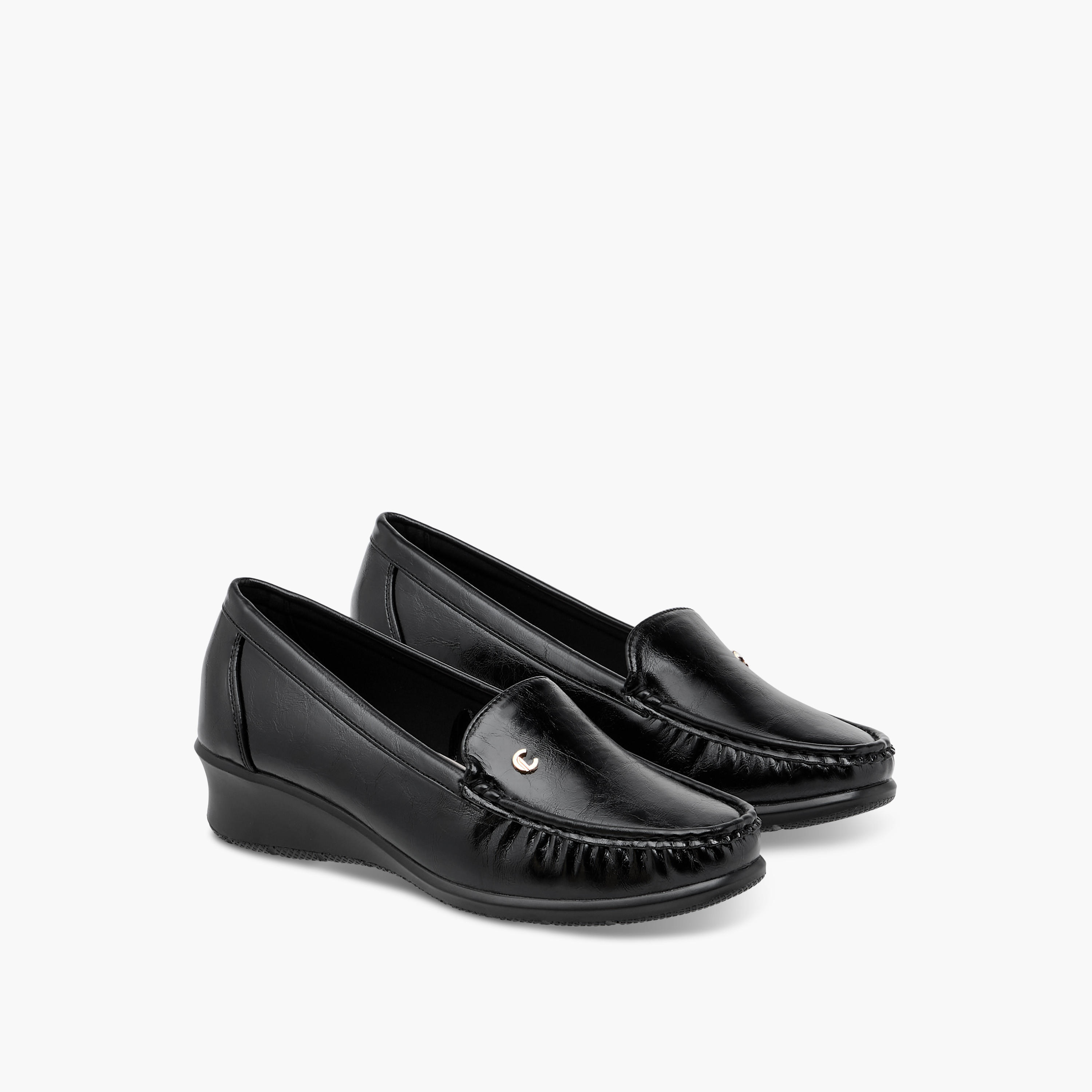 Le Confort Solid Slip-On Loafers with Wedge Heels-women-shoes-loafersandmoccasins-image-1