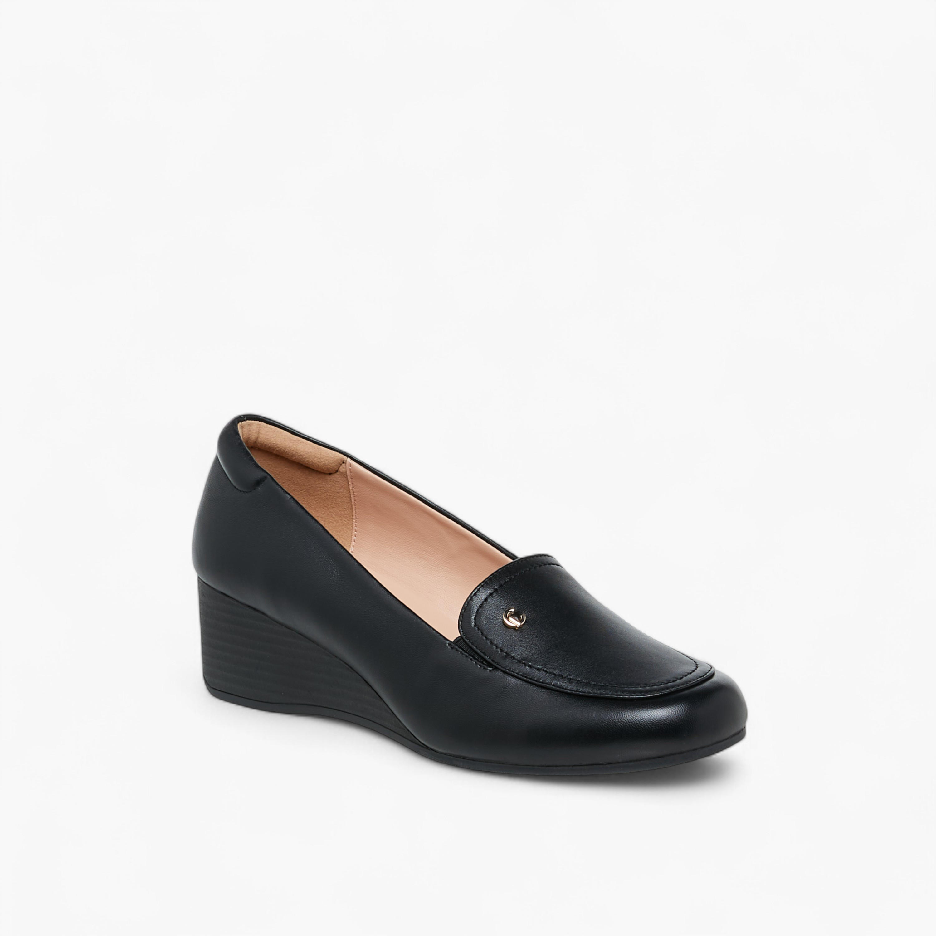 Le Confort Solid Wedge Heel Loafers-women-shoes-loafersandmoccasins-image-2