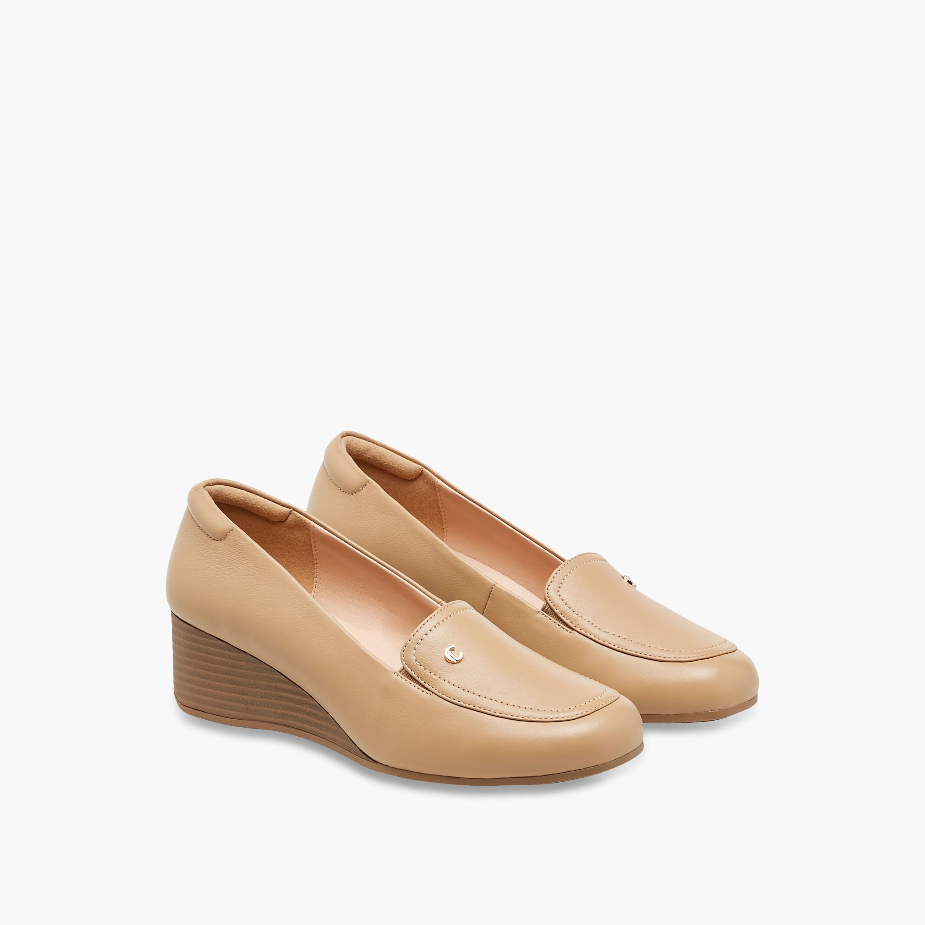 Le Confort Solid Wedge Heel Loafers-women-shoes-loafersandmoccasins-image-1