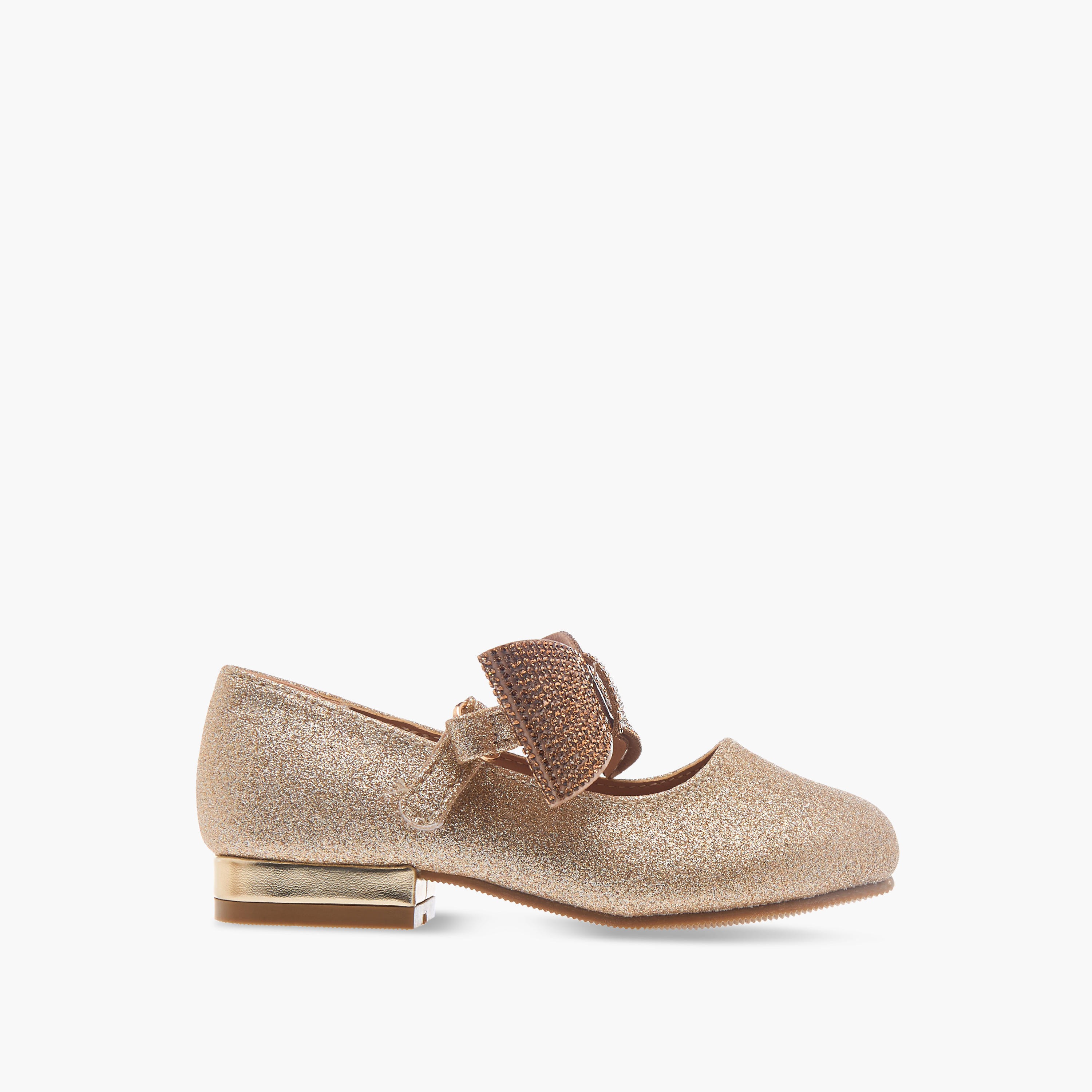 Flora Bella Bow Embellished Ballerina Shoes with Hook and Loop Closure-girls-shoes-ballerinas-image-3