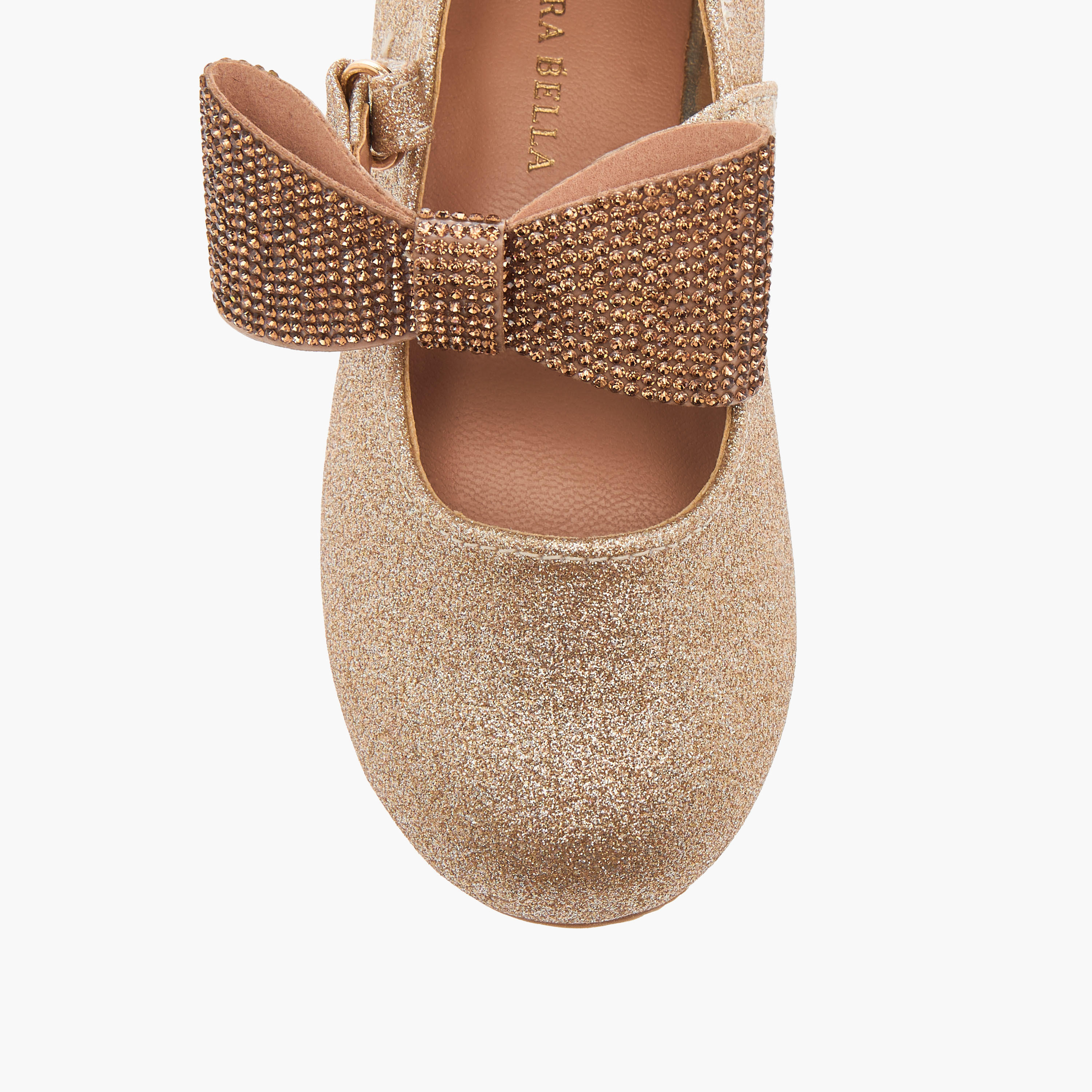 Flora Bella Bow Embellished Ballerina Shoes with Hook and Loop Closure-girls-shoes-ballerinas-image-4
