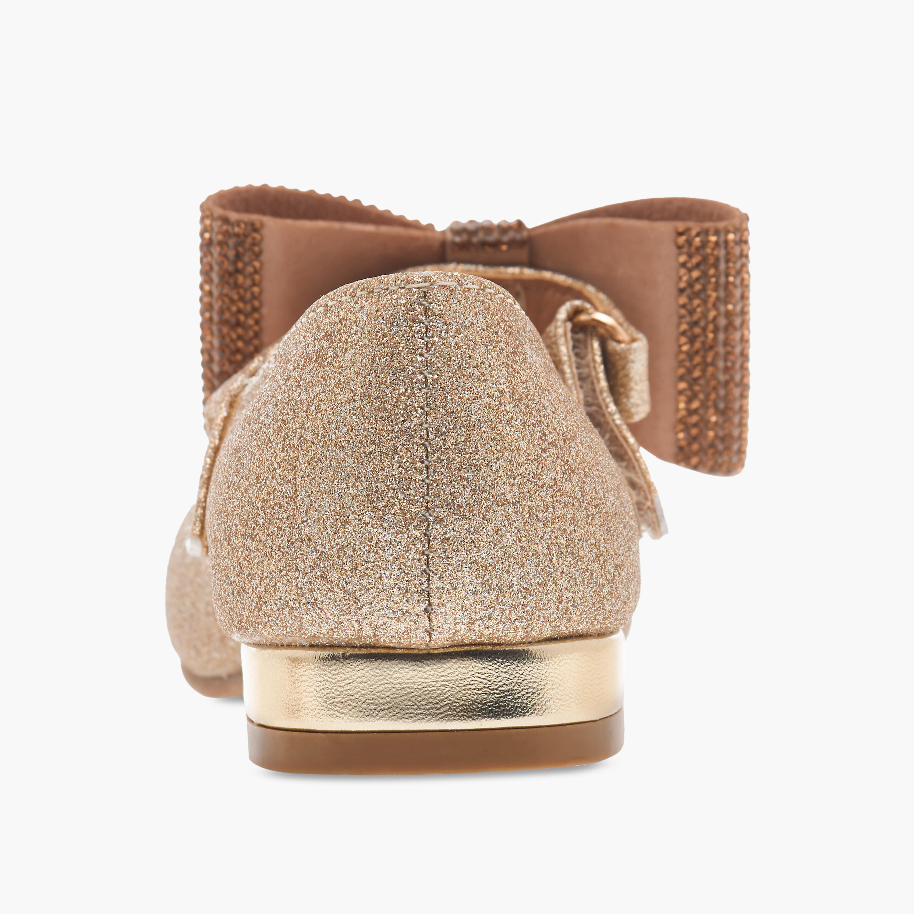 Flora Bella Bow Embellished Ballerina Shoes with Hook and Loop Closure-girls-shoes-ballerinas-image-5