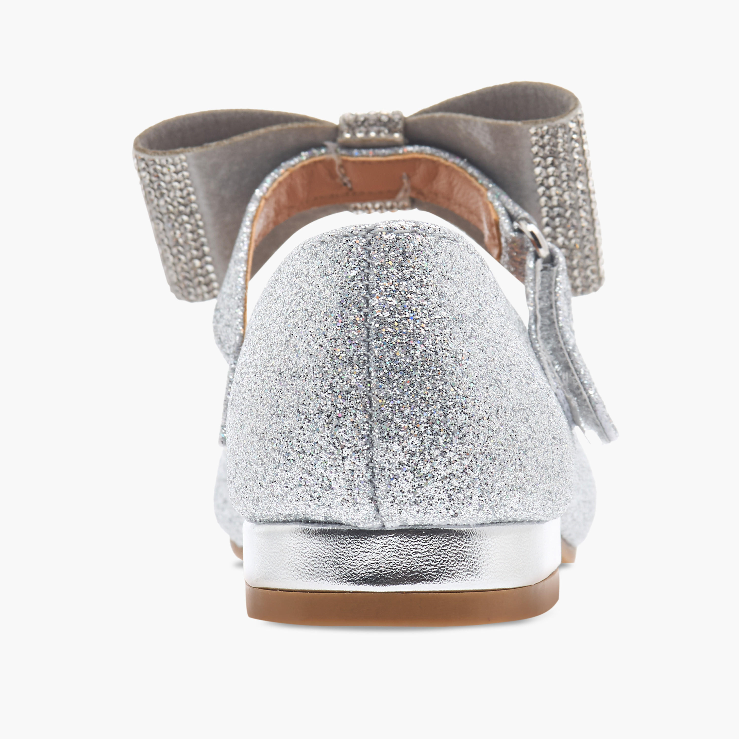 Flora Bella Bow Embellished Ballerina Shoes with Hook and Loop Closure-girls-shoes-ballerinas-image-5