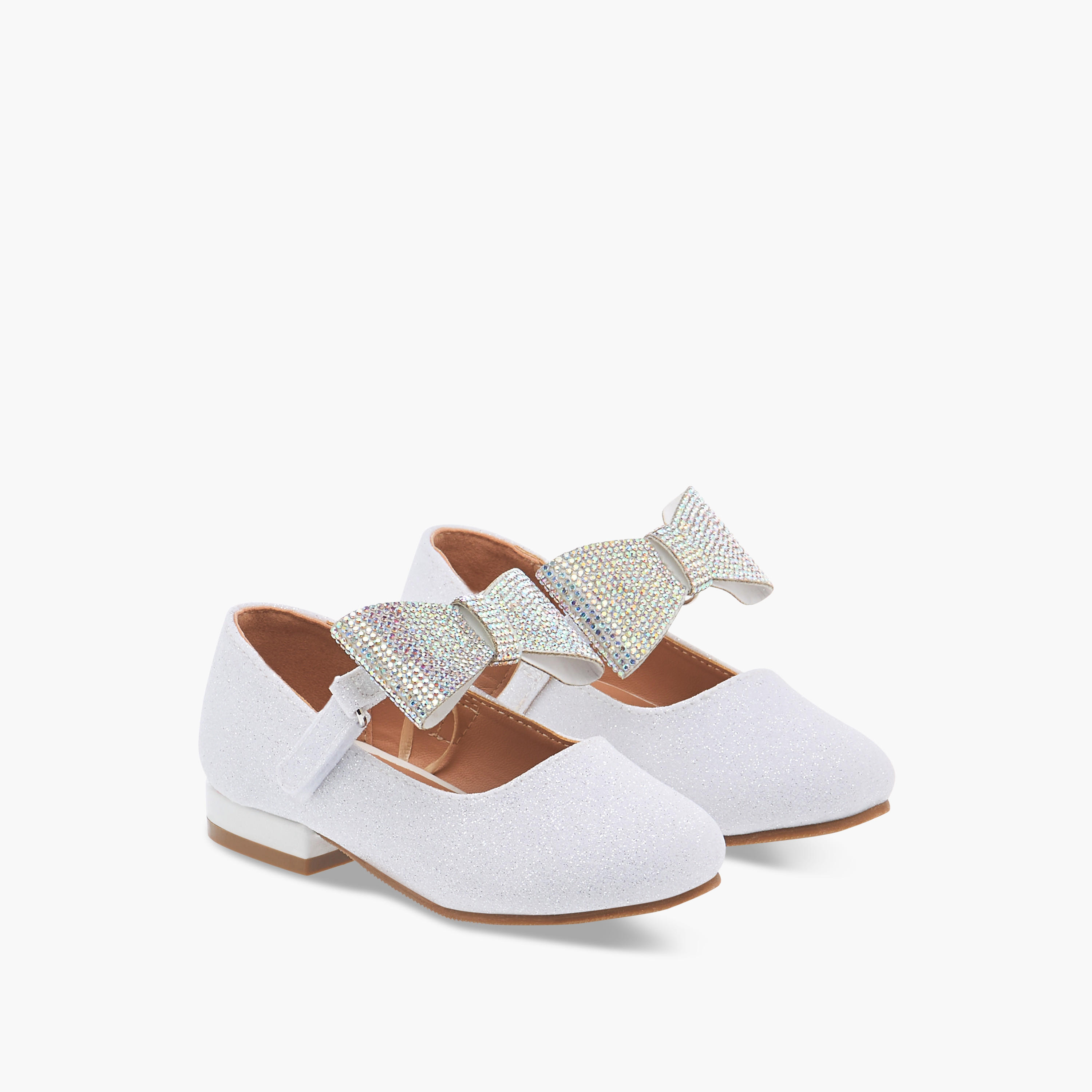 حذاء باليرينا بشريط إغلاق لاصق وزينة فيونكة من فلورا بيلا-girls-shoes-ballerinas-image-1