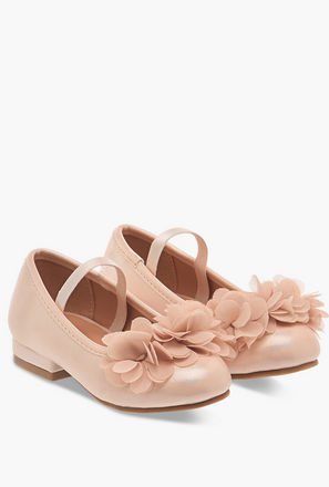 Flora Bella Flower Applique Ballerina Shoes with Elasticated Strap-girls-shoes-ballerinas-image-1