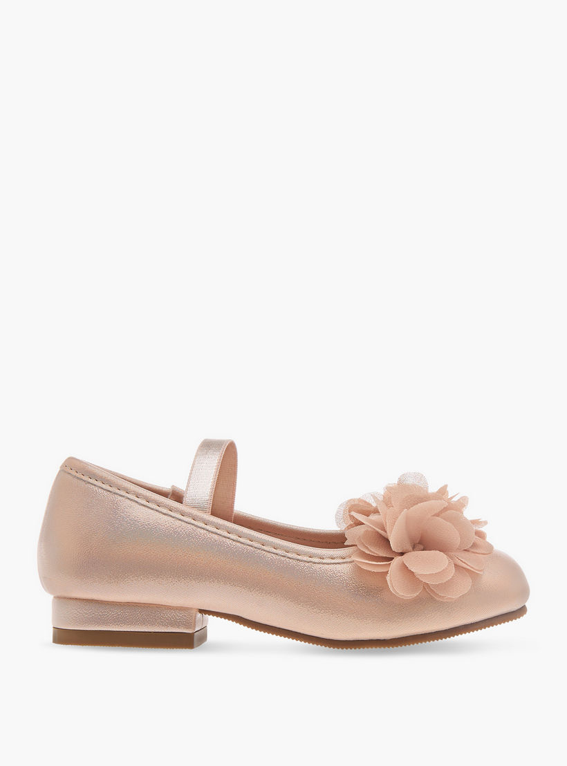 Flora Bella Flower Applique Ballerina Shoes with Elasticated Strap-girls-shoes-ballerinas-image-3