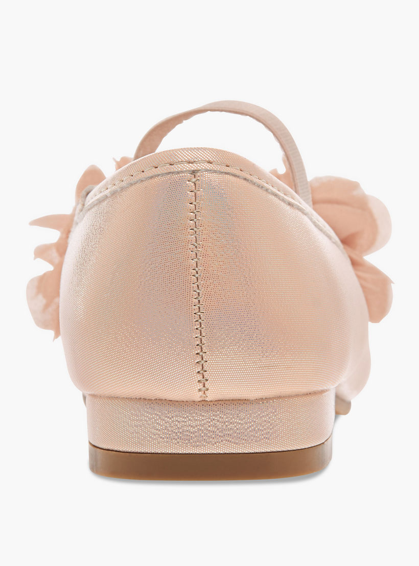 Flora Bella Flower Applique Ballerina Shoes with Elasticated Strap-girls-shoes-ballerinas-image-5