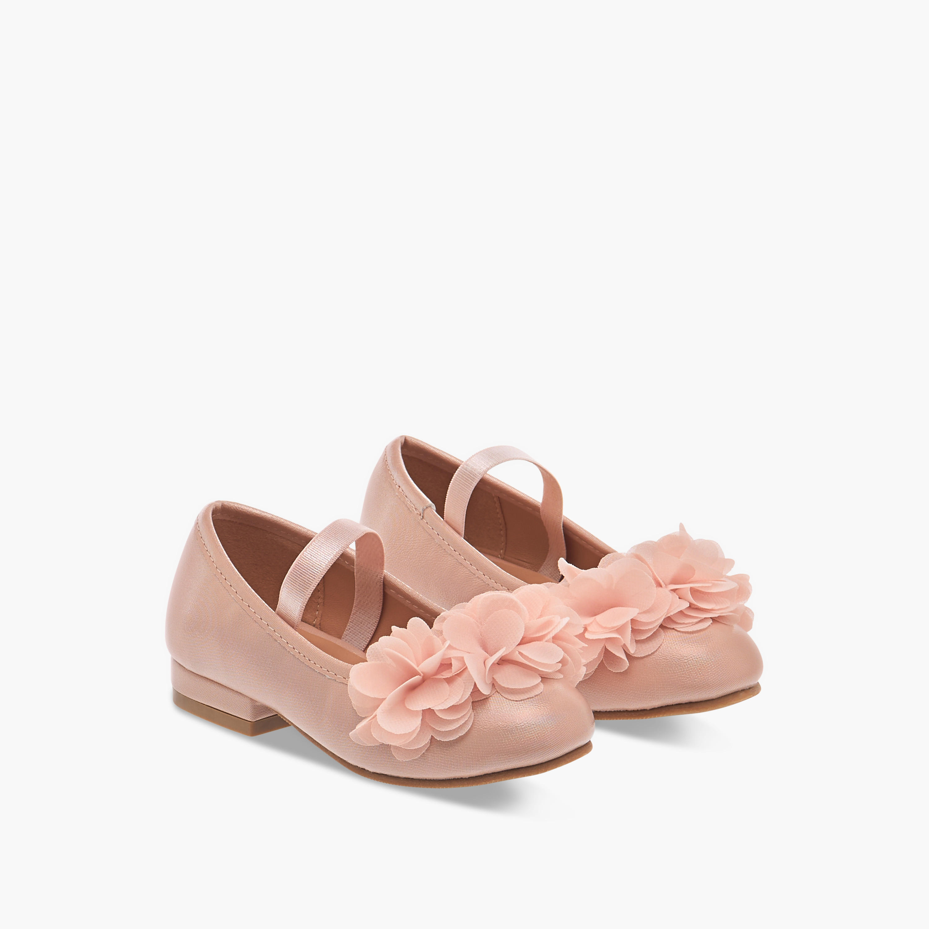 Flora Bella Flower Applique Ballerina Shoes with Elasticated Strap-girls-shoes-ballerinas-image-1