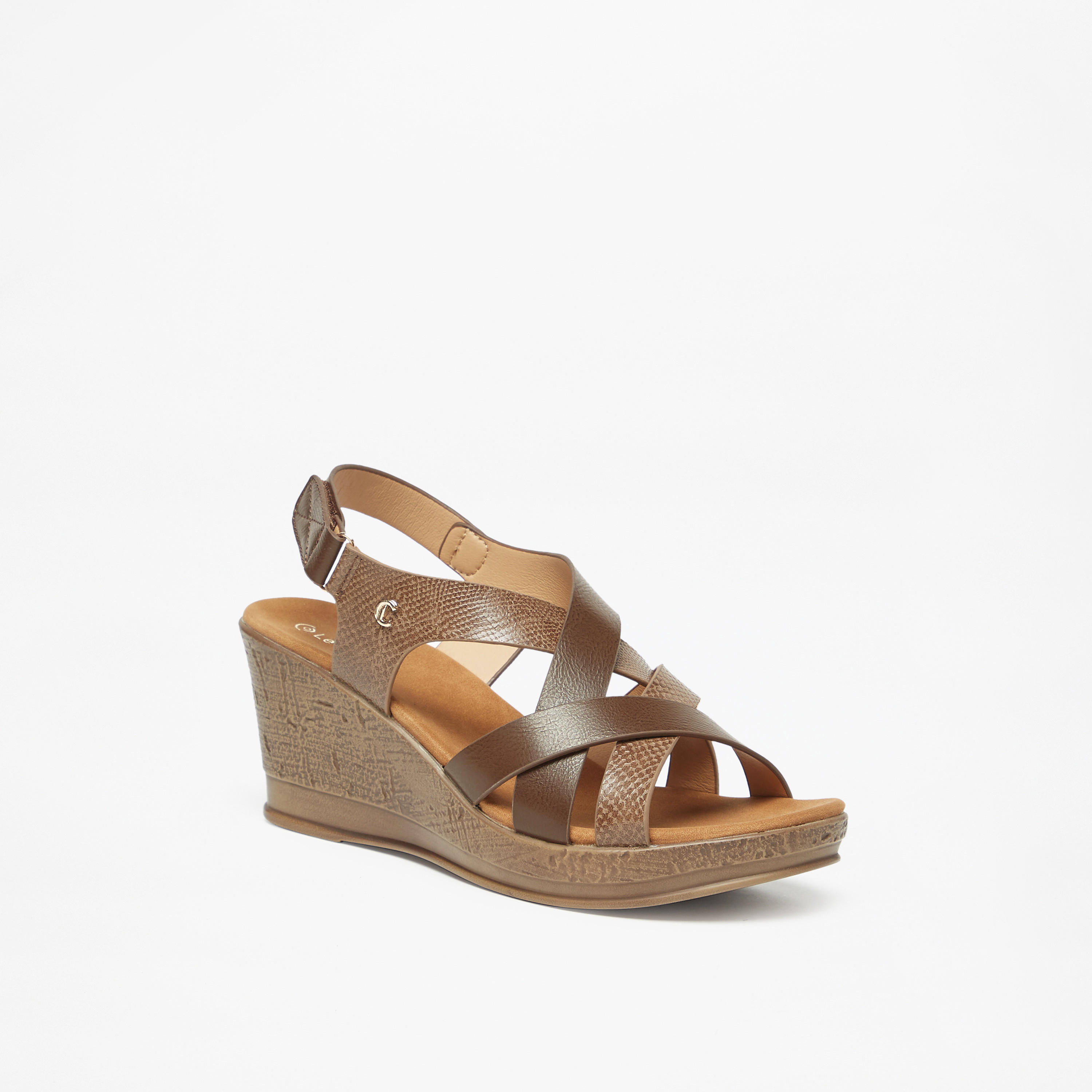 Le Confort Textured Sandals with Wedge Heels-women-shoes-sandals-heeled-image-1
